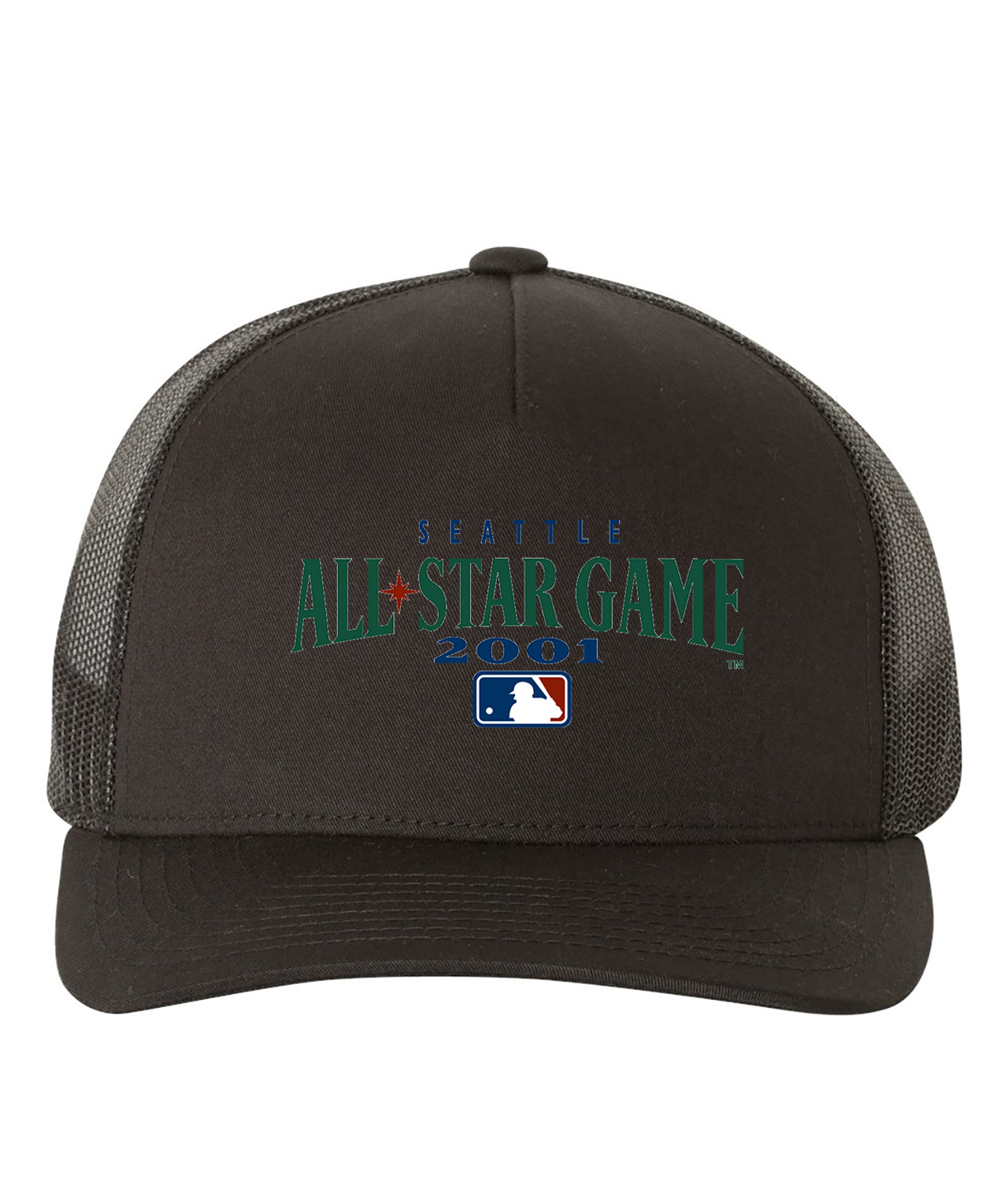 2001 MLB All-Star Game Seattle Washington Baseball Logo Symbol Emblem Customized Design on Retro Trucker Cap Hat