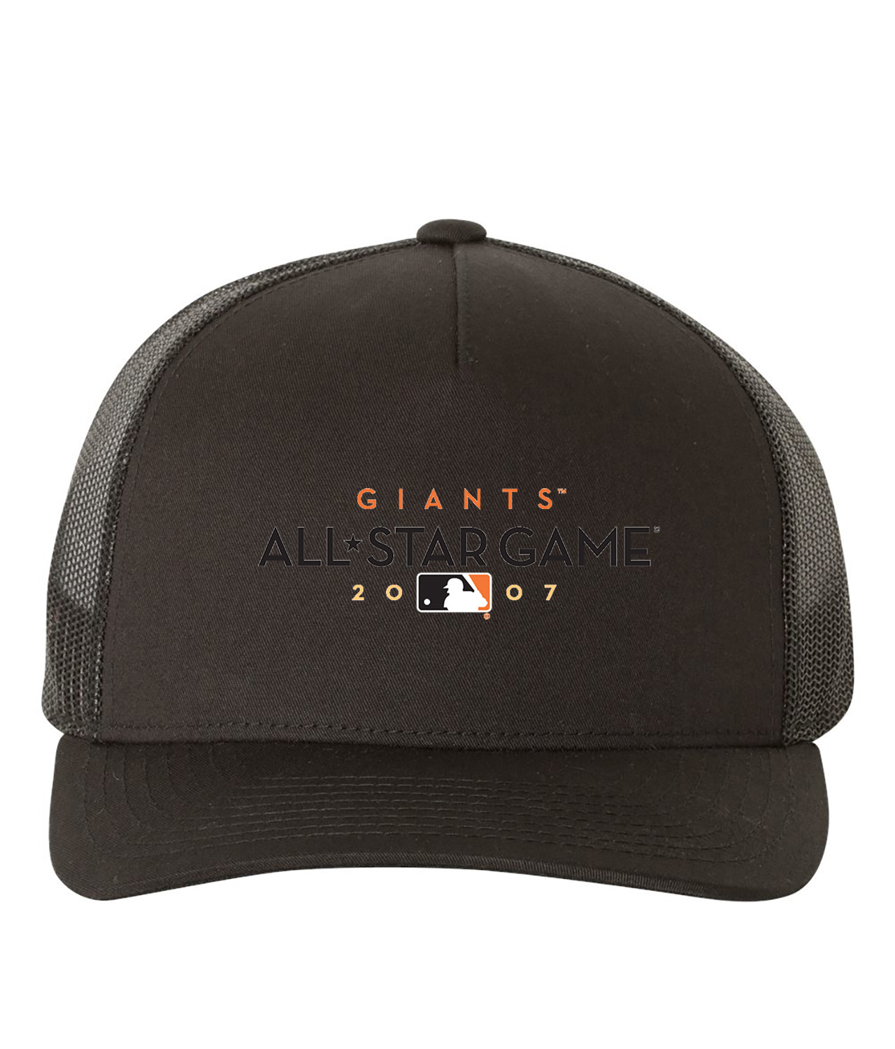 2007 Giants MLB All-Star Game At AT&T Park San Francisco California Baseball Logo Symbol Emblem Customized Design on Retro Trucker Cap Hat