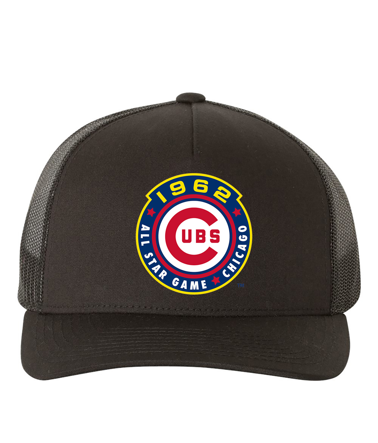 1962 MLB All-Star Game Wrigley Field Chicago Illinois Baseball Logo Symbol Emblem Customized Design on Retro Trucker Cap Hat