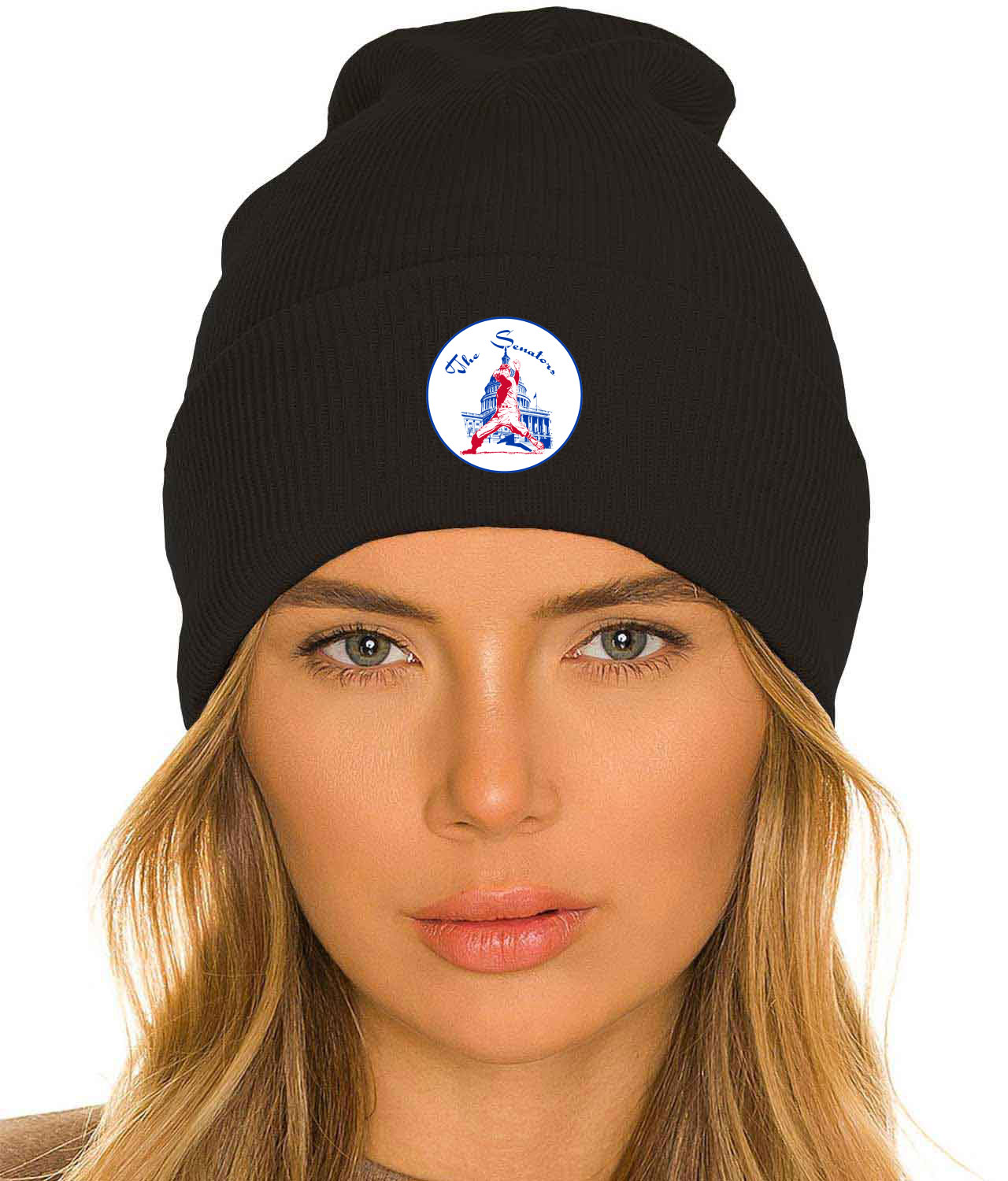 Washington Senators Primary 1961-71 Baseball Logo Customized Design on 12" Cuffed Beanie