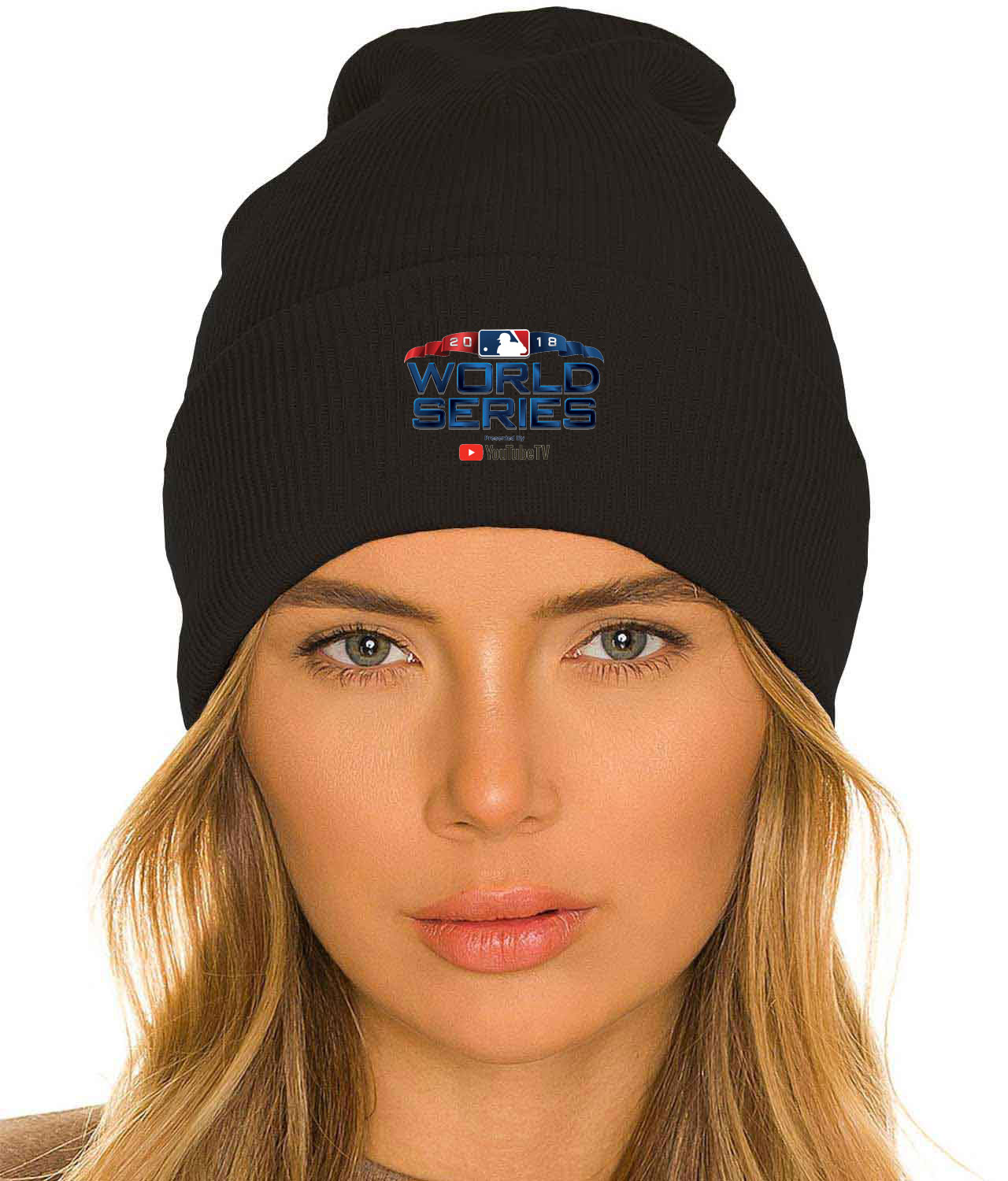 MLB Major League Baseball 2018 World Series Presented By YouTube TV Baseball Logo Customized Design on 12" Cuffed Beanie