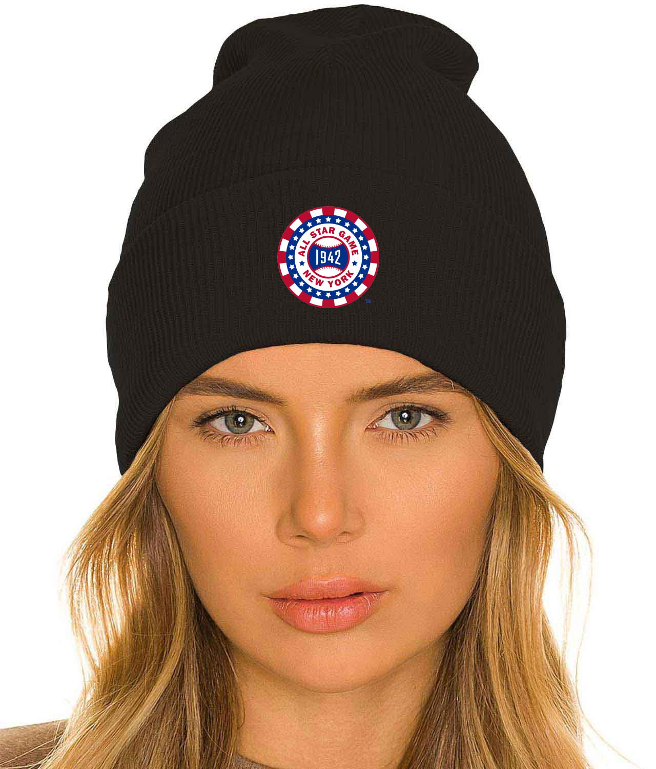 1942 MLB All-Star Game Polo Grounds New York Baseball Logo Customized Design on 12" Cuffed Beanie