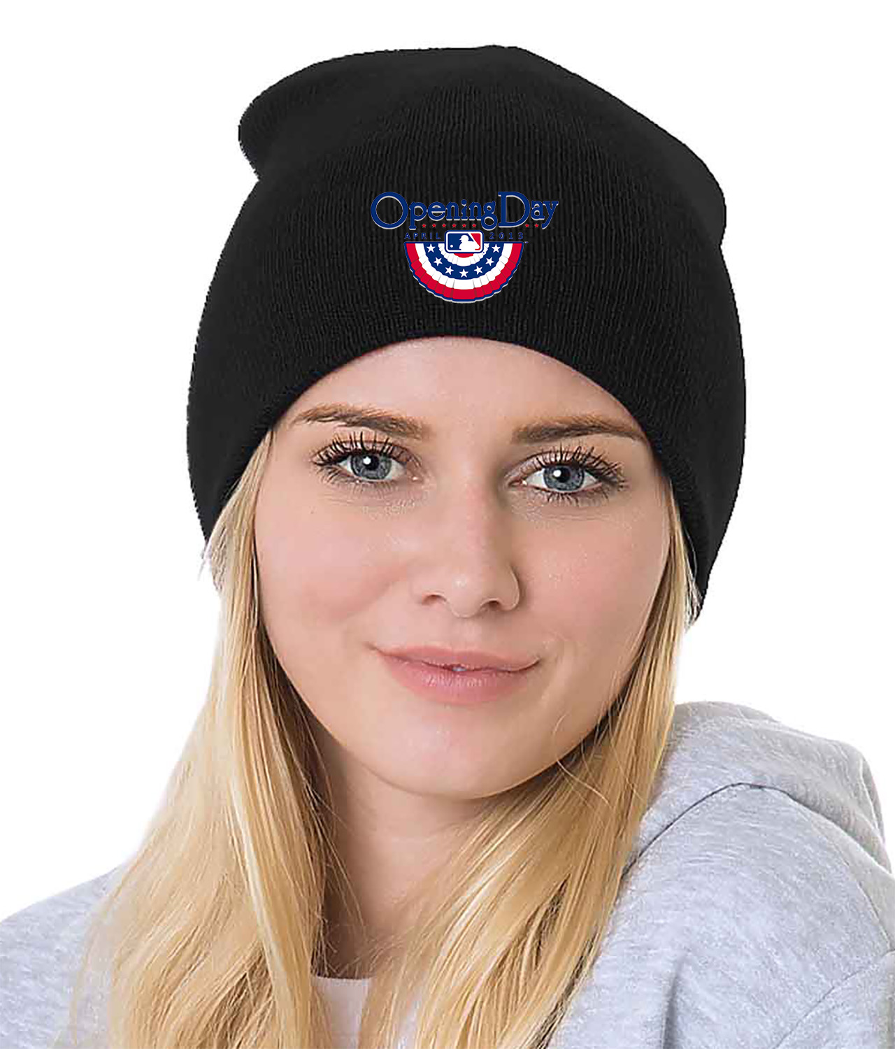 2013 MLB Opening Day Baseball Logo Symbol Emblem Customized Design on 8" Beanie Hat