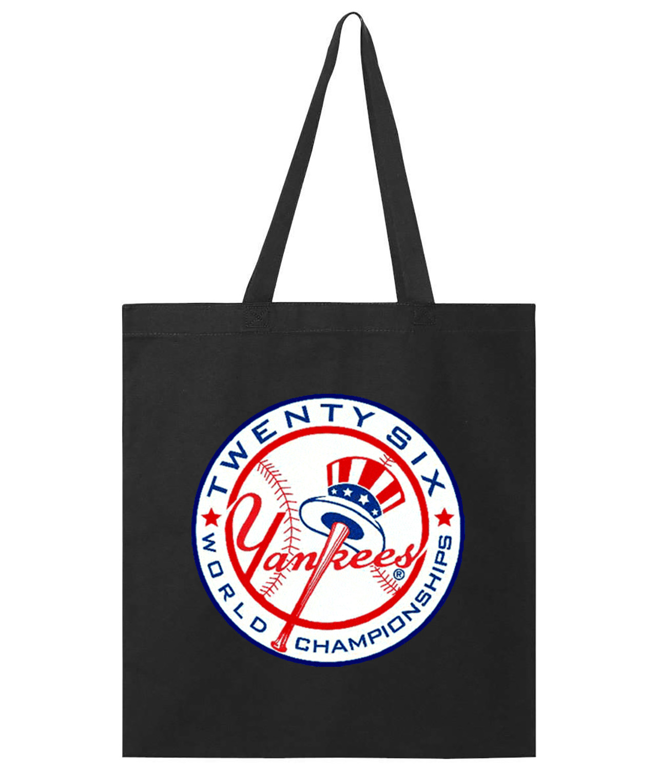 New York Yankees 26-Time World Series Champions Baseball Logo Symbol Emblem Customized Design on Promotional Tote Bag