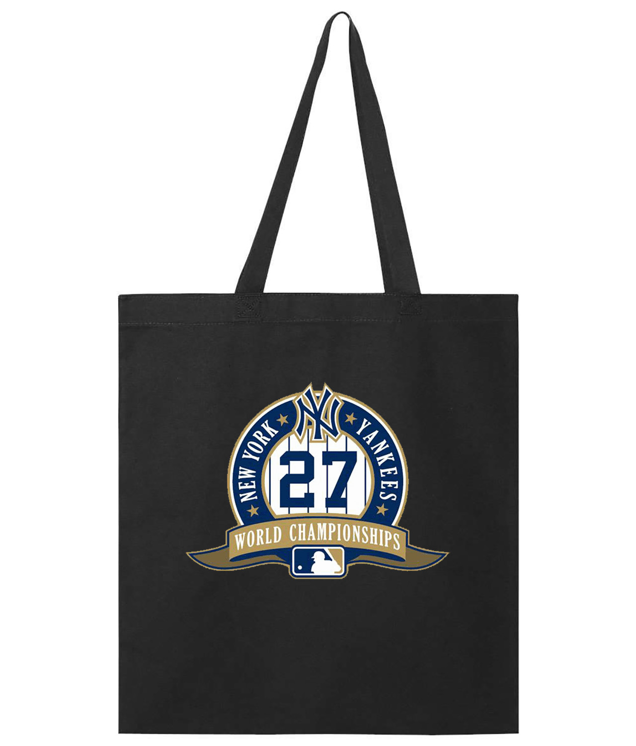 New York Yankees 27-Time World Champions Baseball Logo Symbol Emblem Customized Design on Promotional Tote Bag