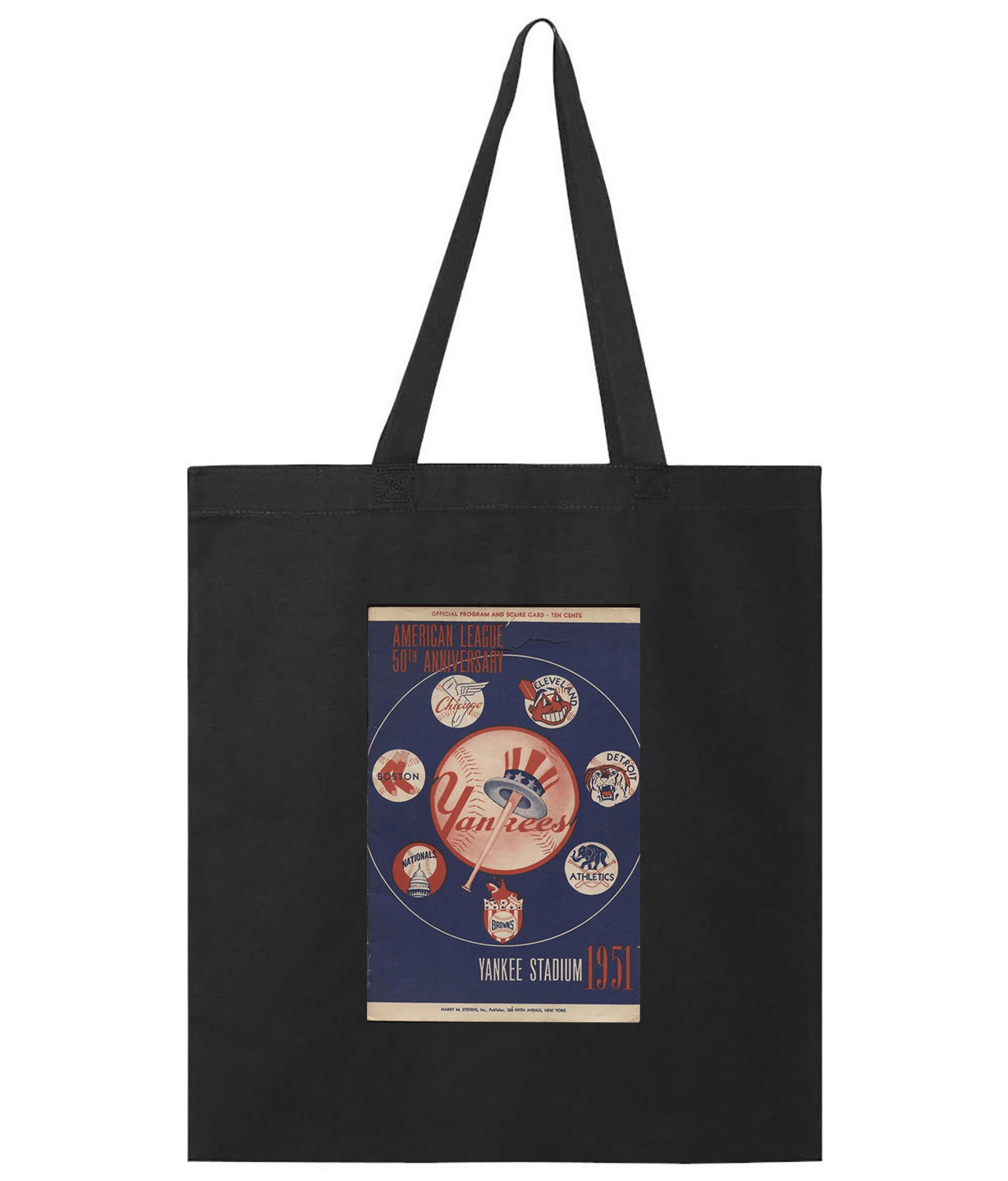 1951 New York Yankees Yankee Stadium Program Baseball Logo Symbol Emblem Customized Design on Promotional Tote Bag
