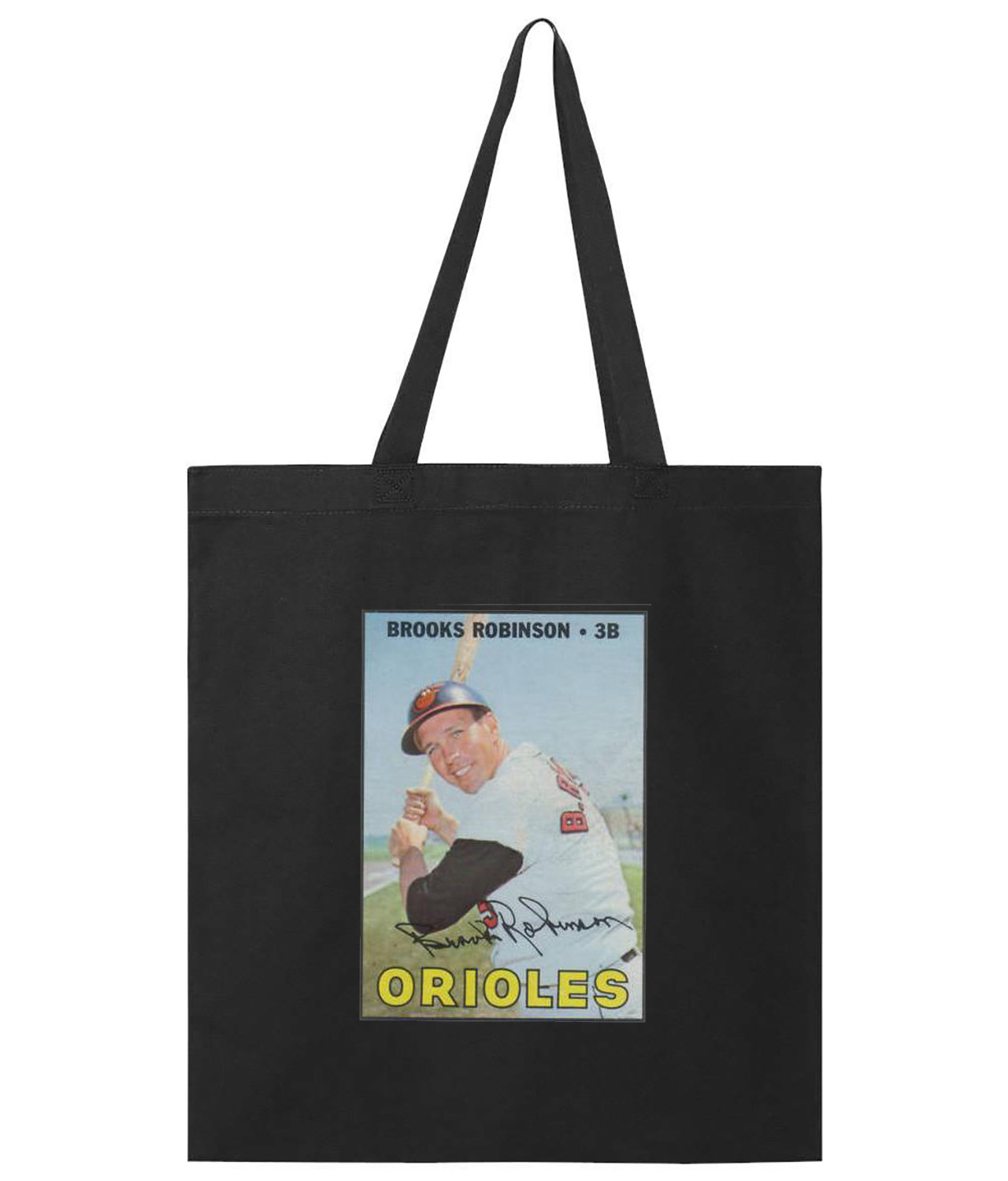 1967 Baltimore Orioles Brooks Robinson Photo Baseball Logo Symbol Emblem Customized Design on Promotional Tote Bag