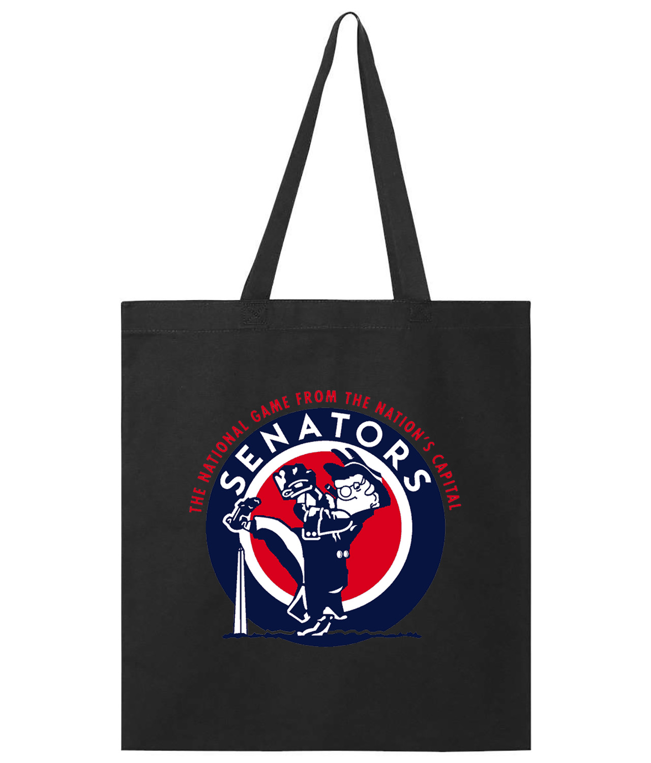 Washington Senators The National Game In The Nation's Capital Baseball Logo Symbol Emblem Customized Design on Promotional Tote Bag