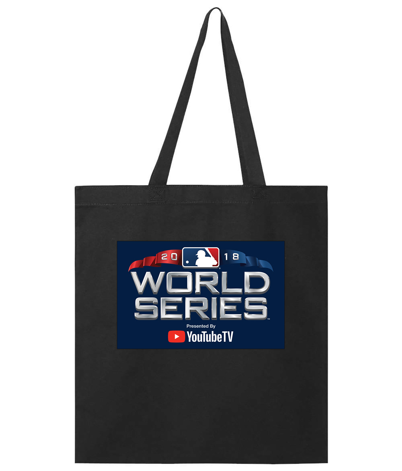 2018 MLB World Series Presented By YouTube TV Baseball Logo Symbol Emblem Customized Design on Promotional Tote Bag