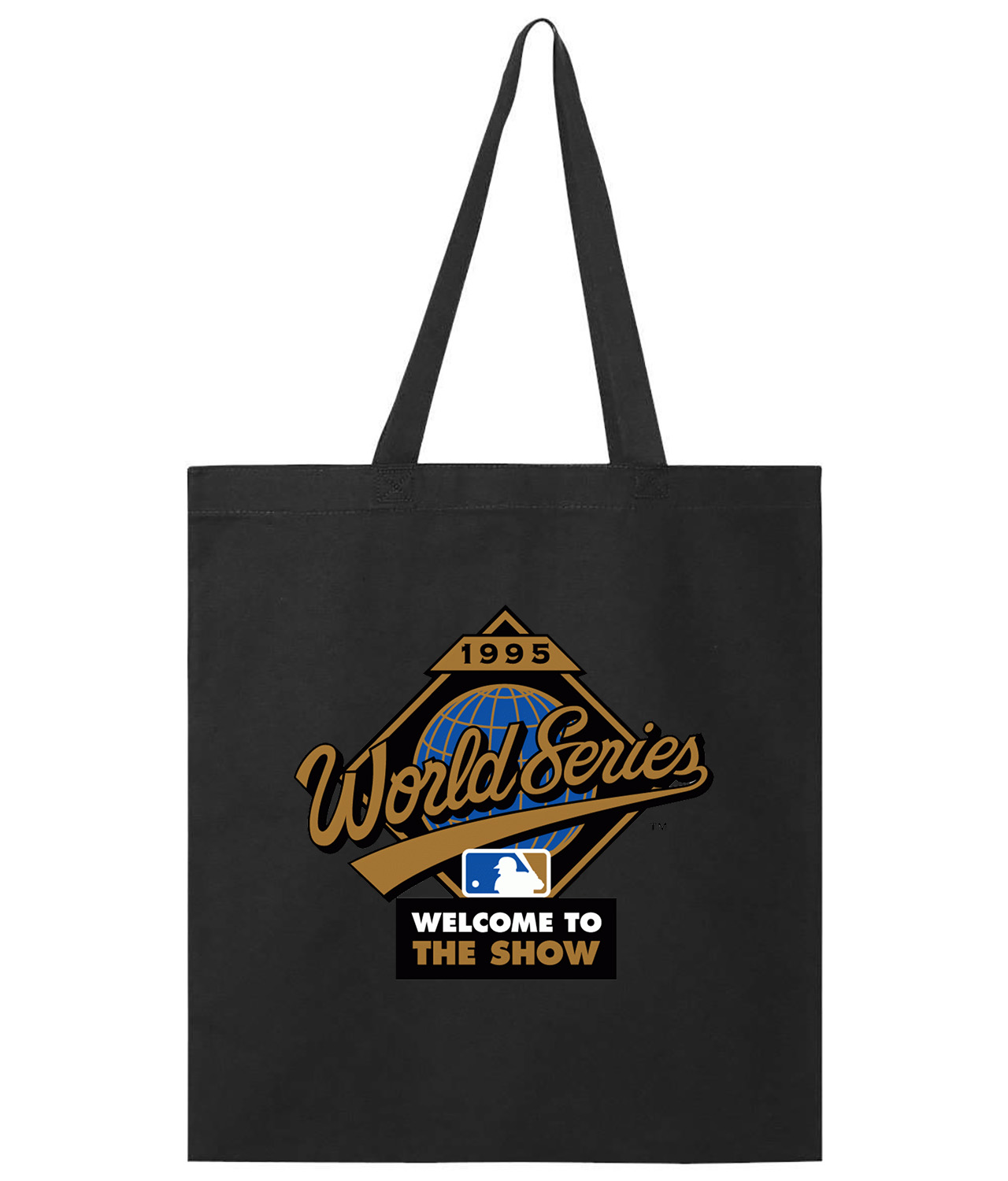 MLB World Series Welcome To The Show 1995 Alternate Baseball Logo Symbol Emblem Customized Design on Promotional Tote Bag