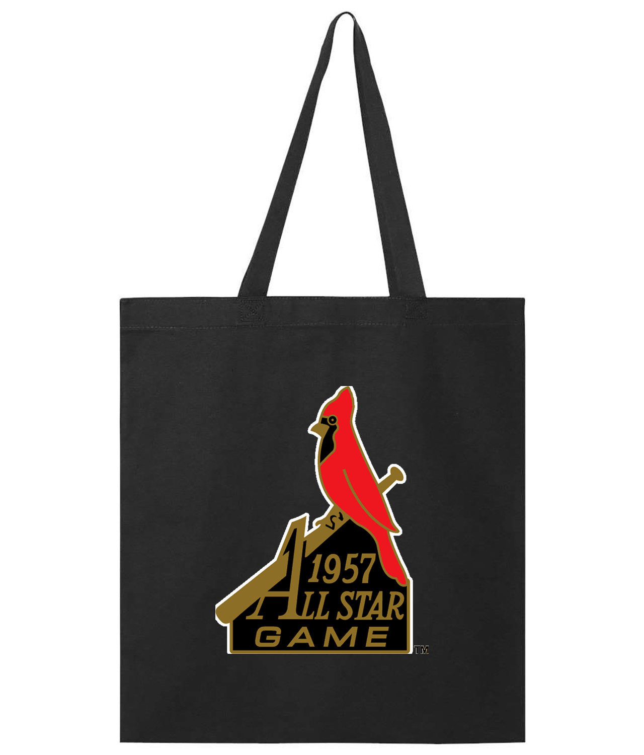 1957 MLB All-Star Game At Busch Stadium St. Louis Missouri Baseball Logo Symbol Emblem Customized Design on Promotional Tote Bag