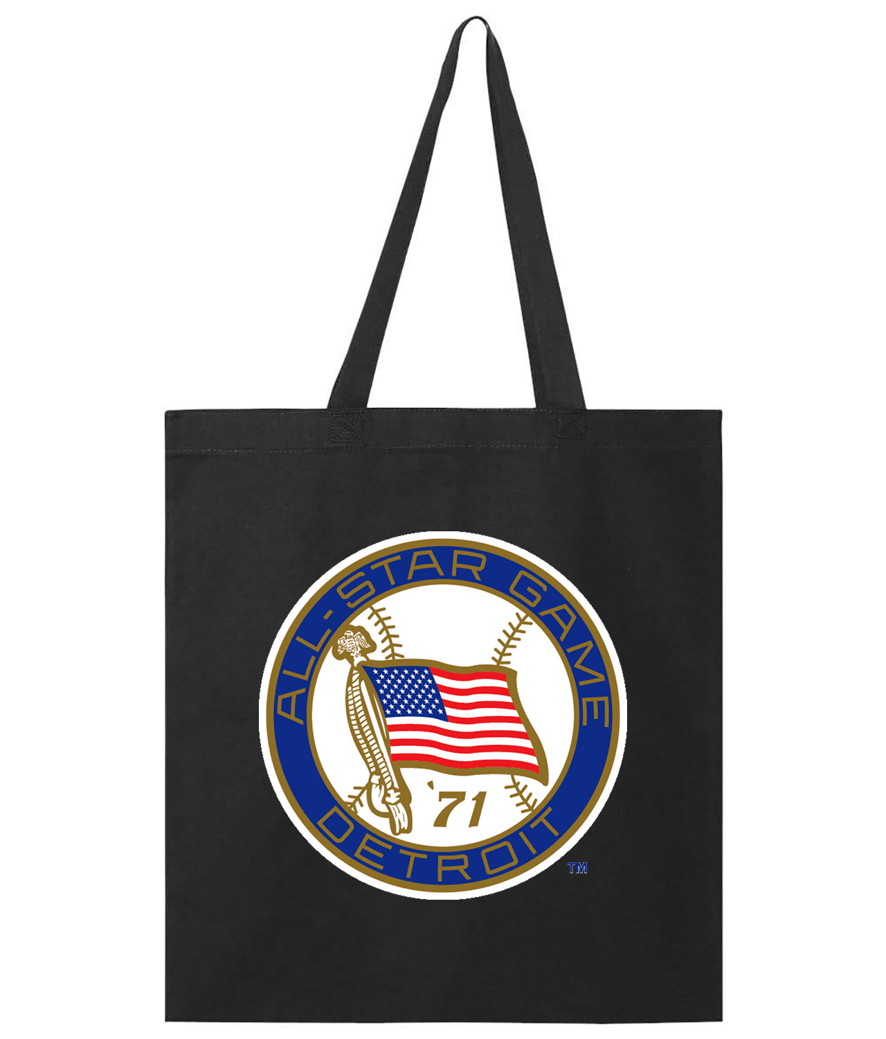 1971 MLB All-Star Game At Tiger Stadium Detroit Michigan Baseball Logo Symbol Emblem Customized Design on Promotional Tote Bag