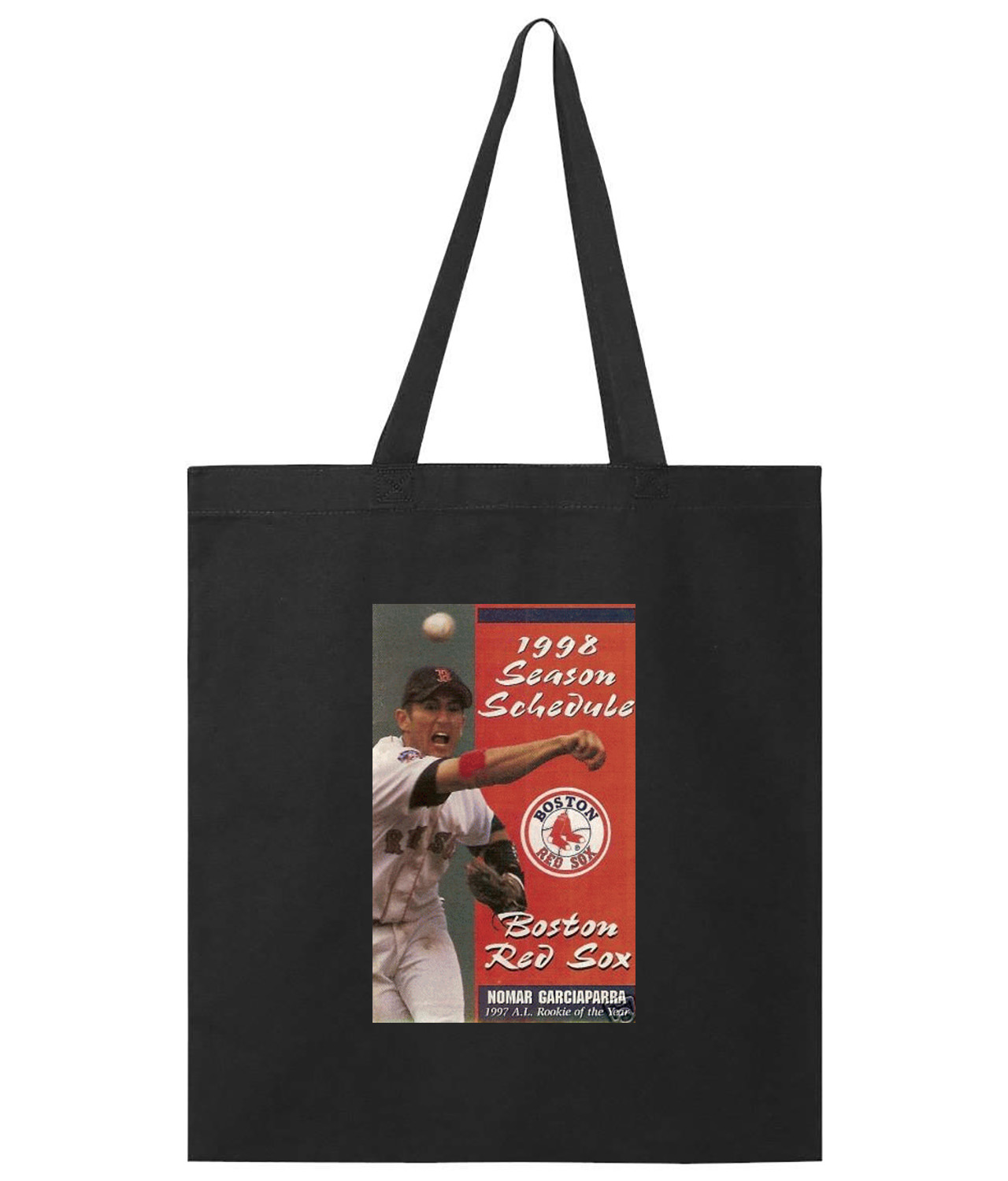 Boston Red Sox Pocket Schedule 1998 Baseball Logo Symbol Emblem Customized Design on Promotional Tote Bag