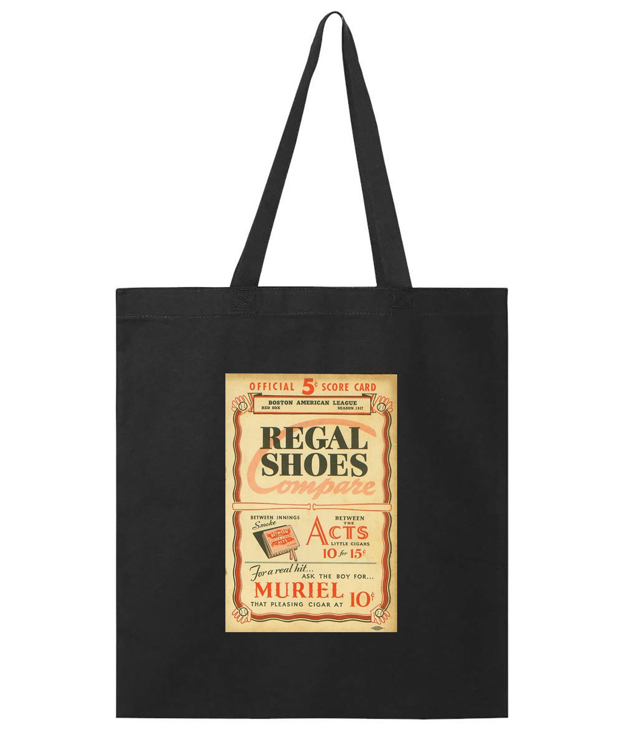 Boston Red Sox Program 1937 Baseball Logo Symbol Emblem Customized Design on Promotional Tote Bag