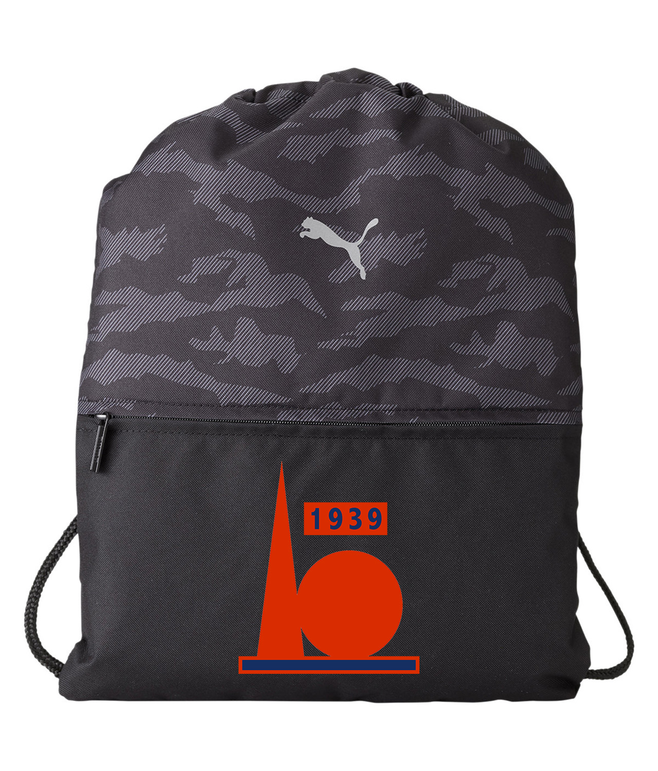 New York Yankees 1939 World's Fair Baseball Logo Symbol Emblem Customized Design on Camo Drawstring Backpack Bag
