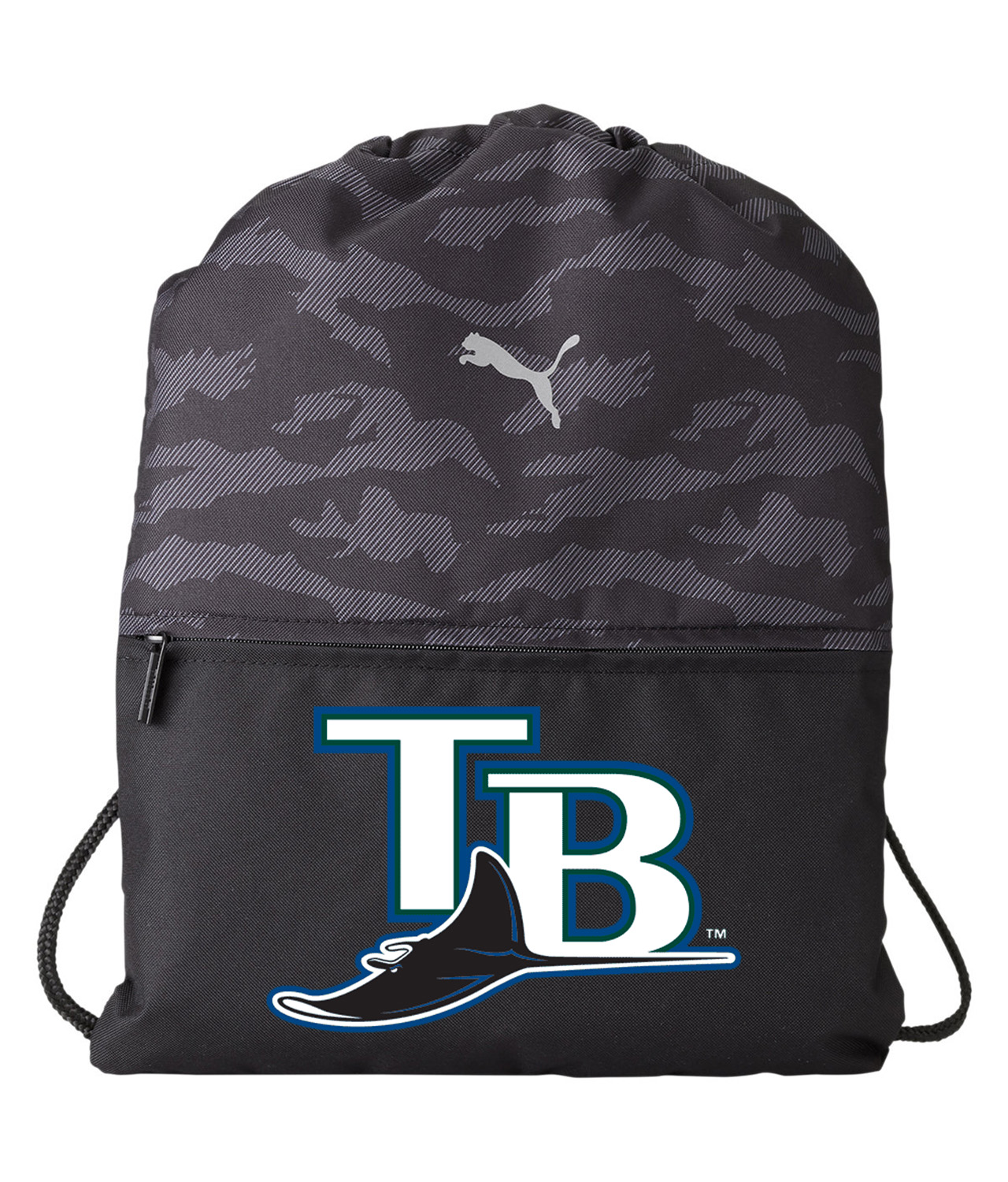 Tampa Bay Rays 2005-2007 Baseball Logo Symbol Emblem Customized Design on Camo Drawstring Backpack Bag