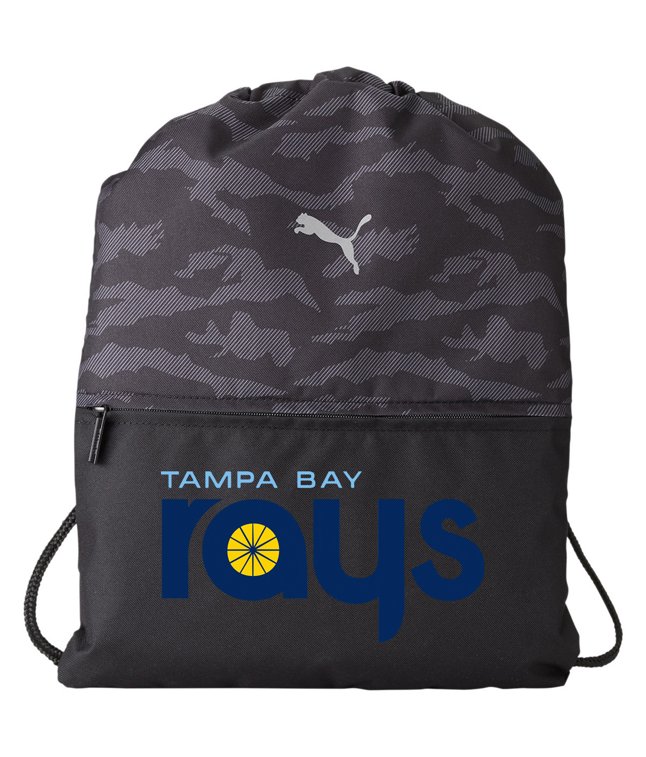 Tampa Bay Rays 2012 Baseball Logo Symbol Emblem Customized Design on Camo Drawstring Backpack Bag
