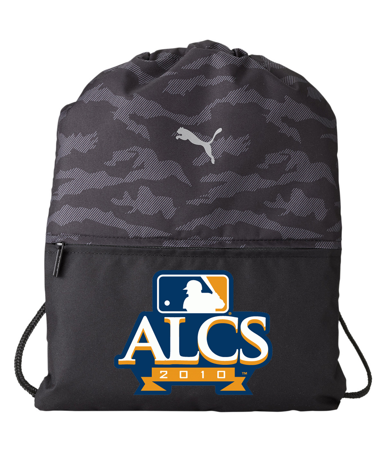 2010 American League Championship Series ALCS Baseball Logo Symbol Emblem Customized Design on Camo Drawstring Backpack Bag