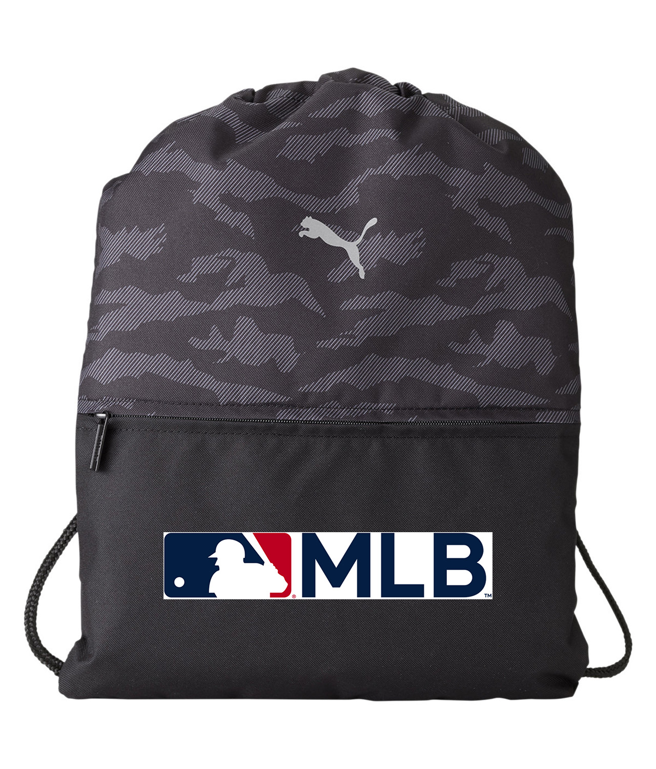 Major League Baseball Alternate MLB Logo Symbol Emblem Customized Design on Camo Drawstring Backpack Bag