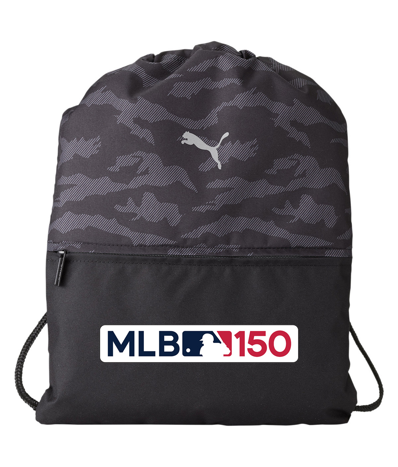 Major League Baseball 150th MLB 150 Anniversary Logo Symbol Emblem Customized Design on Camo Drawstring Backpack Bag