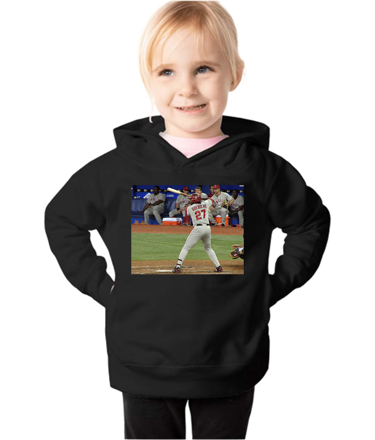 2008 Guerrero Los Angeles Angels Photo Baseball Logo Symbol Emblem Customized Design on Toddler Pullover Fleece Hoodie