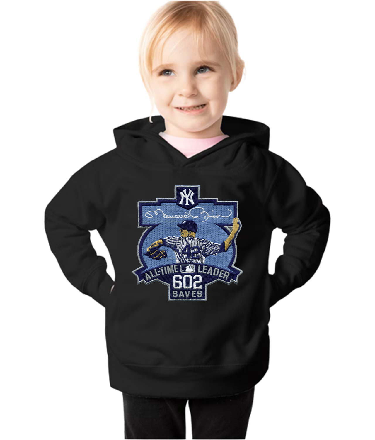 New York Yankees Mariano Rivera All-Time Leader Baseball Logo Symbol Emblem Customized Design on Toddler Pullover Fleece Hoodie