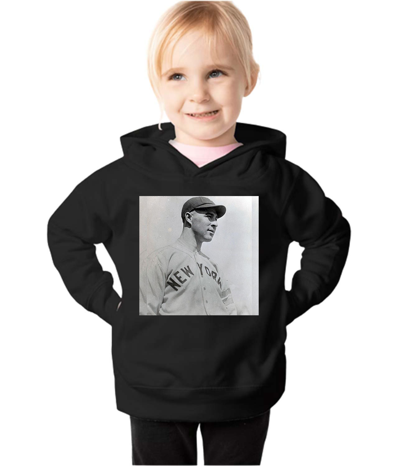 Lefty O'Doul New York Yankees 1919 Baseball Logo Symbol Emblem Customized Design on Toddler Pullover Fleece Hoodie