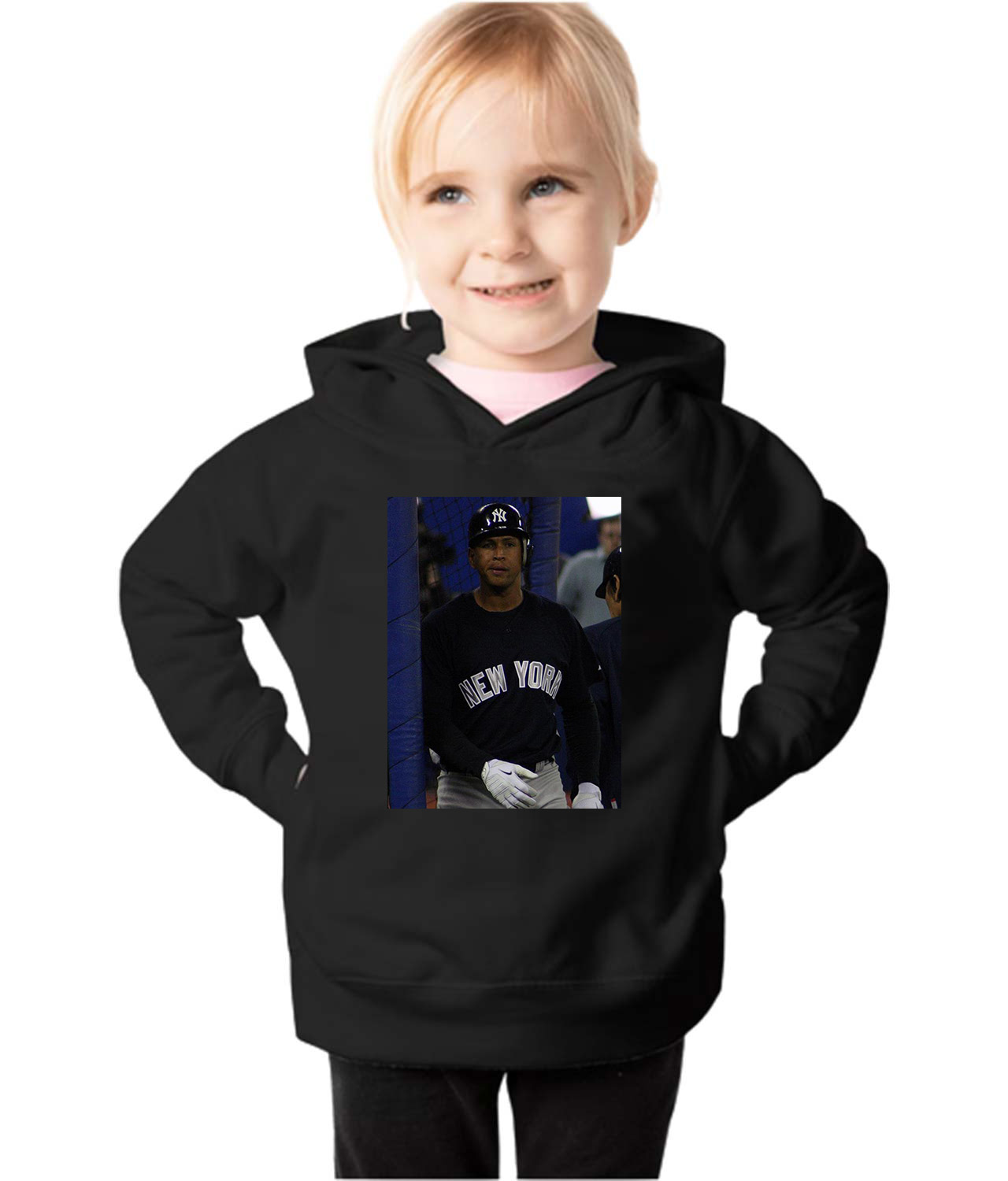 2009 New York Yankees Photo Baseball Logo Symbol Emblem Customized Design on Toddler Pullover Fleece Hoodie