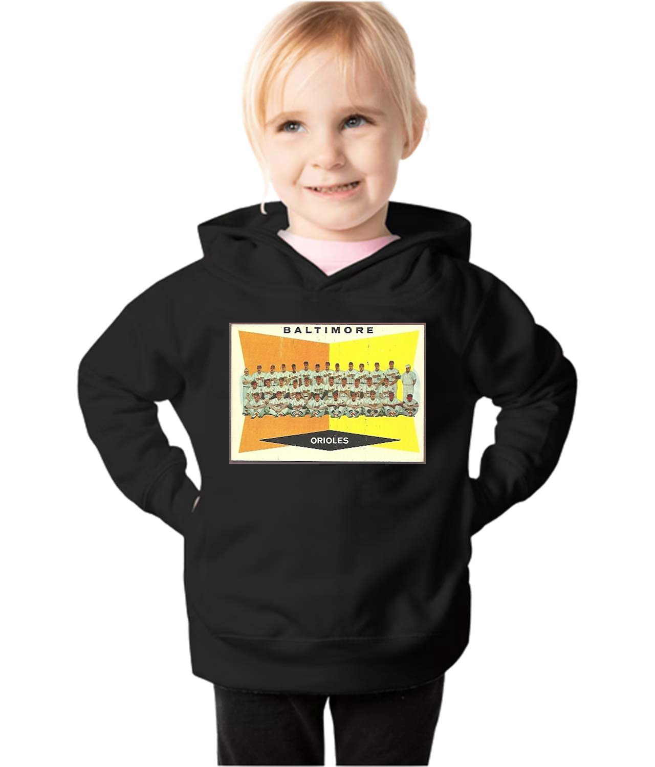 1959 Season Baltimore Orioles Photo Baseball Logo Symbol Emblem Customized Design on Toddler Pullover Fleece Hoodie