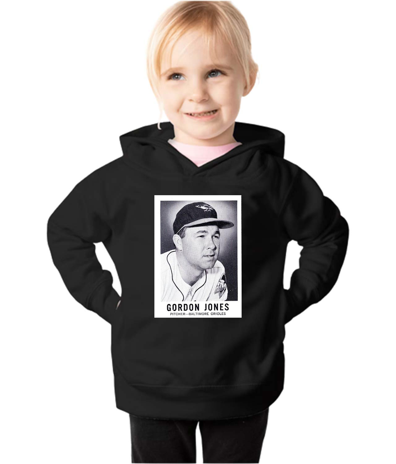 1960 Baltimore Orioles Gordon Jones Pitcher Photo Baseball Logo Symbol Emblem Customized Design on Toddler Pullover Fleece Hoodie
