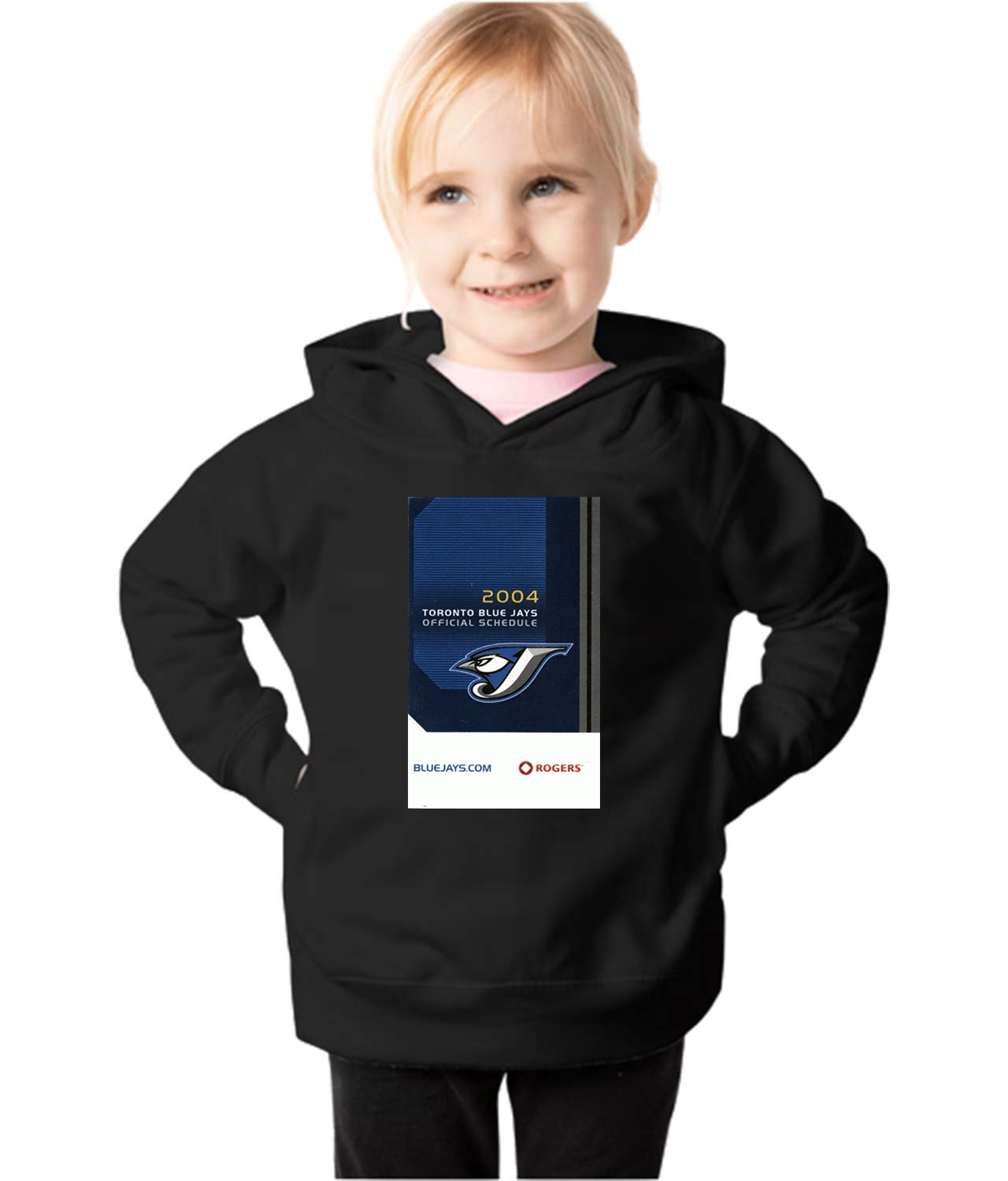 Toronto Blue Jays Pocket Schedule 2004 Baseball Logo Symbol Emblem Customized Design on Toddler Pullover Fleece Hoodie