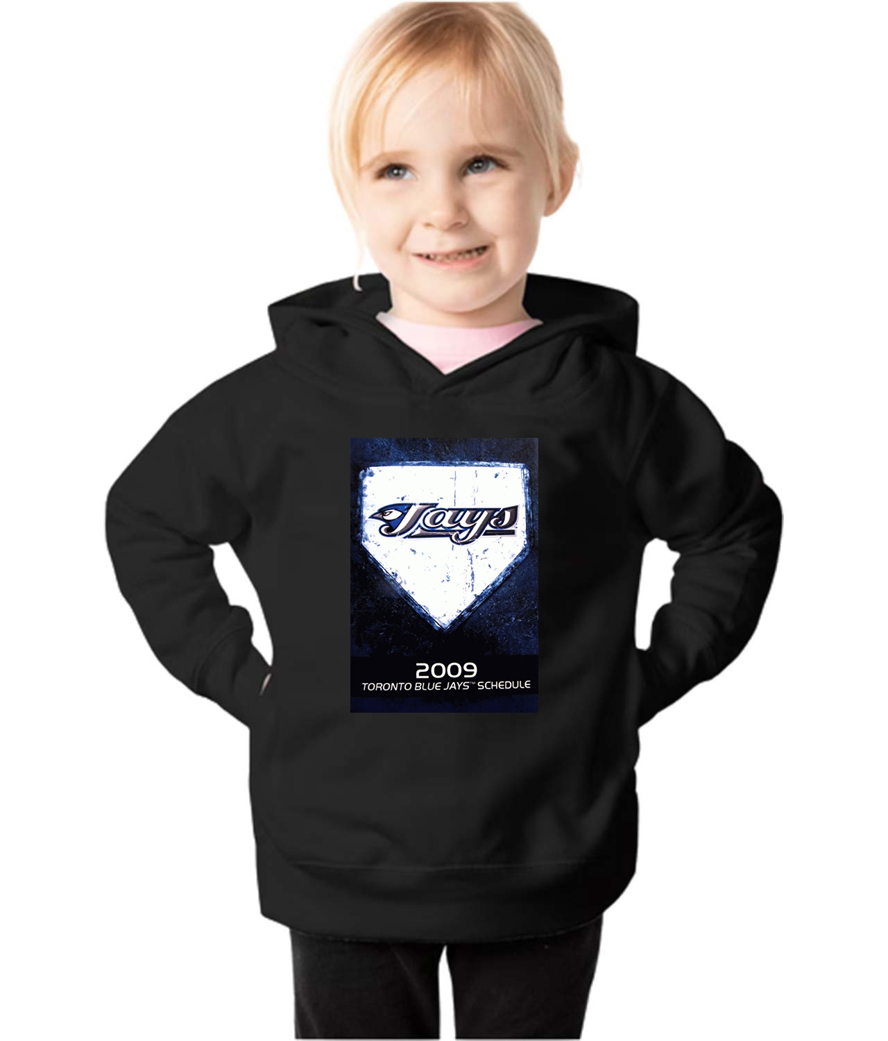 Toronto Blue Jays Pocket Schedule 2009 Baseball Logo Symbol Emblem Customized Design on Toddler Pullover Fleece Hoodie