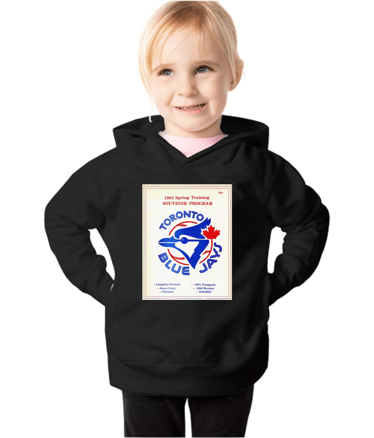 1981 Spring Training Program - Toronto Blue Jays Baseball Logo Symbol Emblem Customized Design on Toddler Pullover Fleece Hoodie