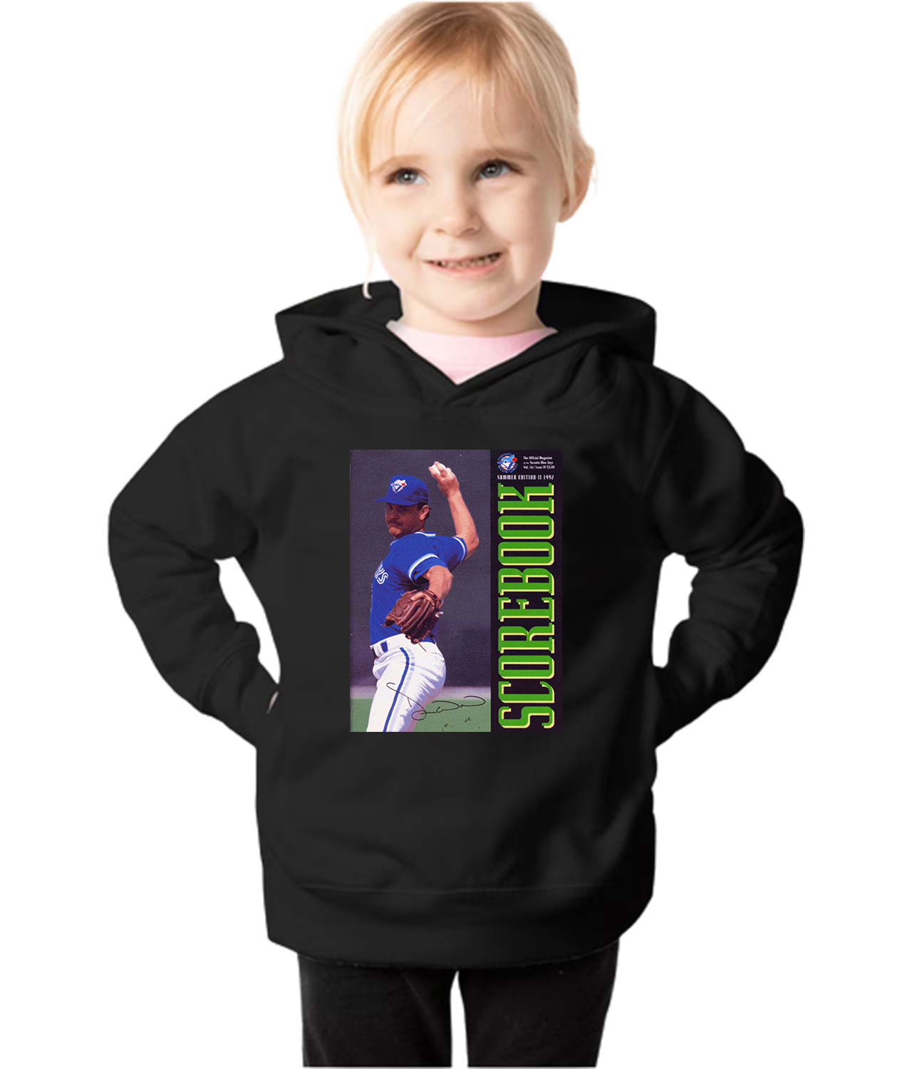 1992 Toronto Blue Jays Game Program - Duane Ward Baseball Logo Symbol Emblem Customized Design on Toddler Pullover Fleece Hoodie