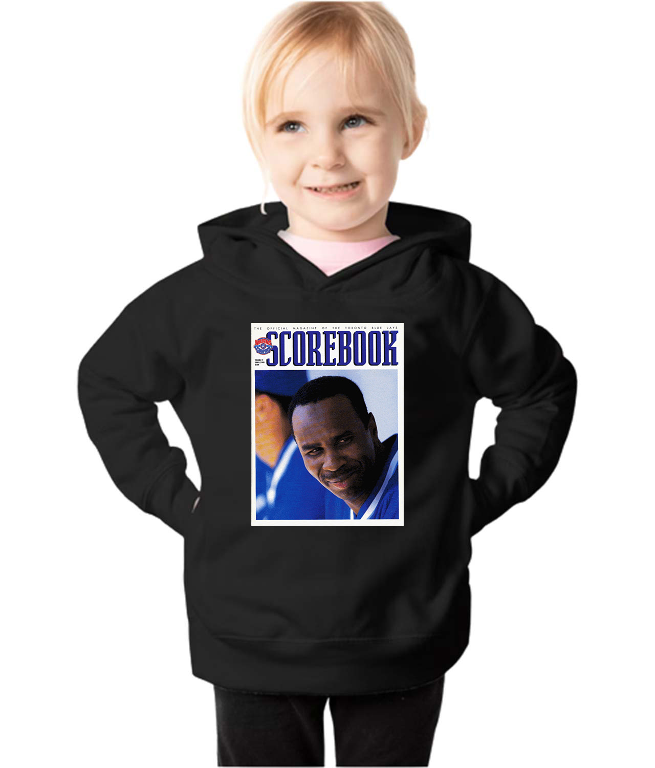 1995 Toronto Blue Jays Game Program - Devon White Baseball Logo Symbol Emblem Customized Design on Toddler Pullover Fleece Hoodie