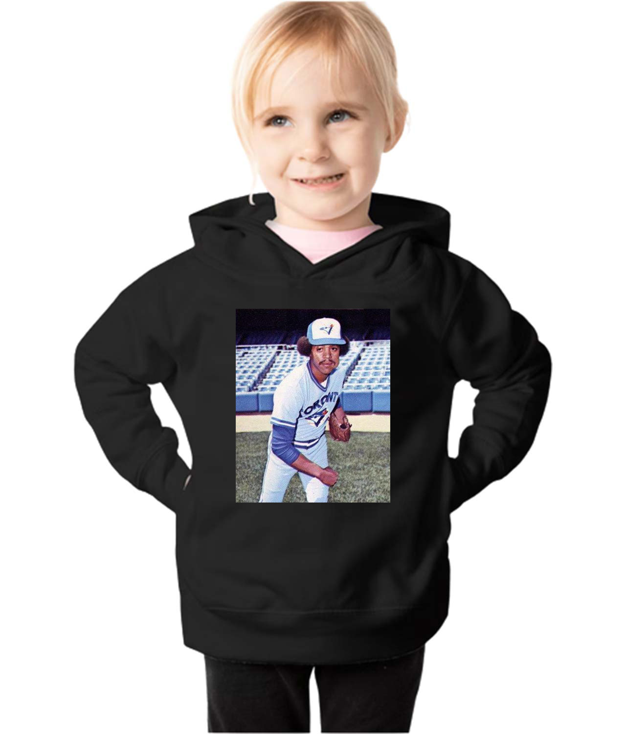 1977 Jesse Jefferson Toronto Blue Jays Photo Baseball Logo Symbol Emblem Customized Design on Toddler Pullover Fleece Hoodie
