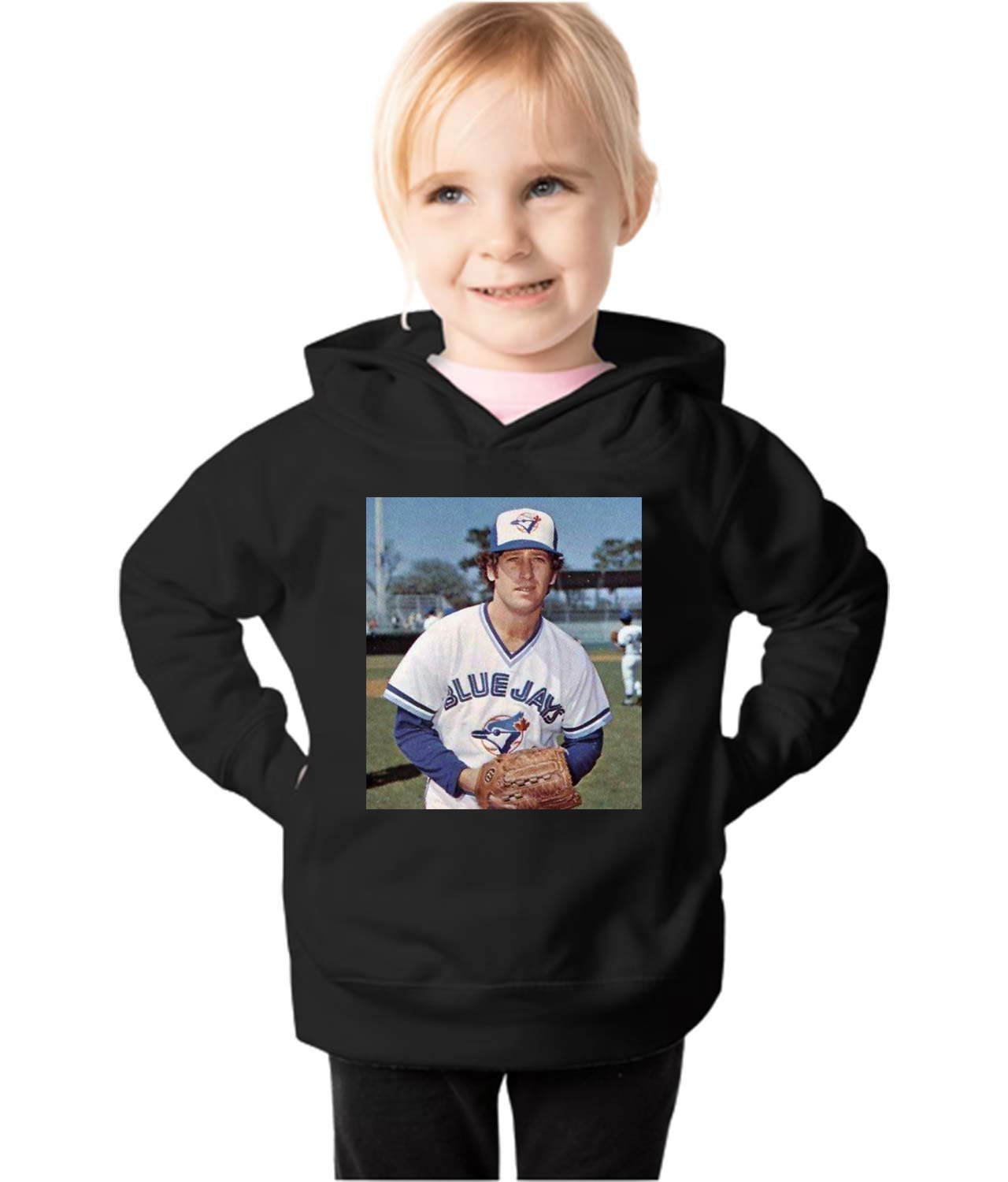 1977 Mike Willis Toronto Blue Jays Photo Baseball Logo Symbol Emblem Customized Design on Toddler Pullover Fleece Hoodie