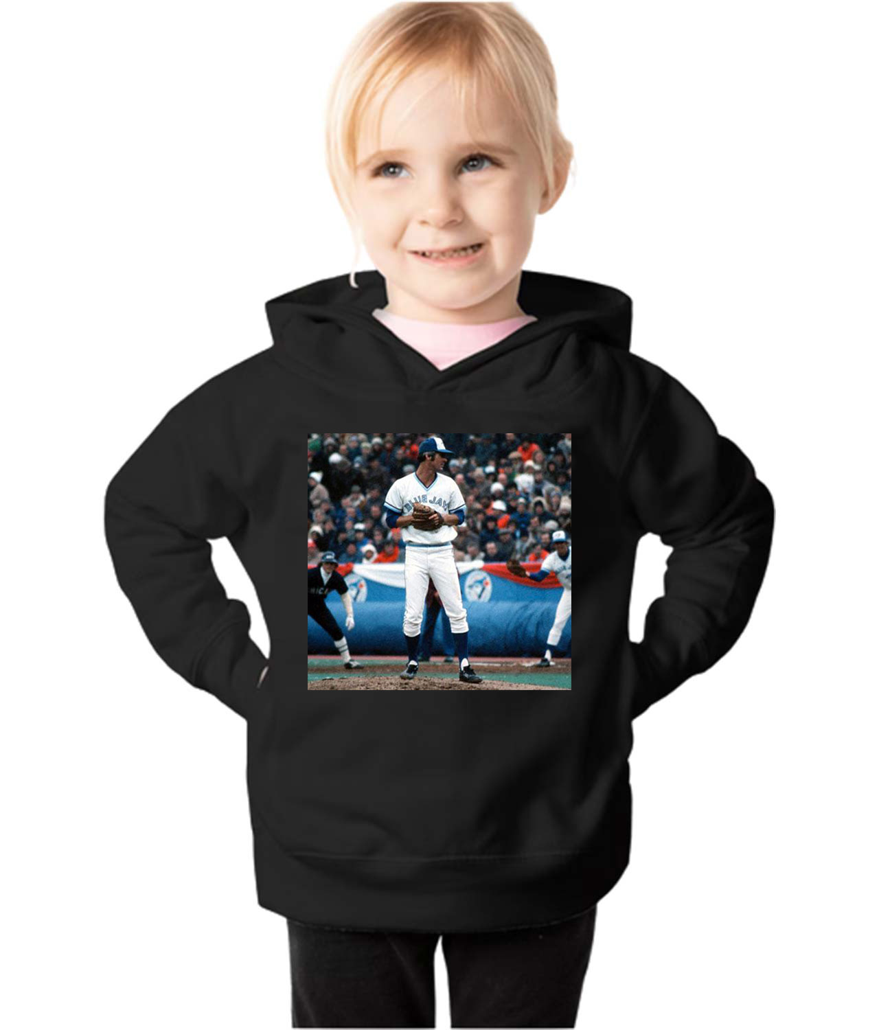 1977 Bill Singer Toronto Blue Jays Photo Baseball Logo Symbol Emblem Customized Design on Toddler Pullover Fleece Hoodie
