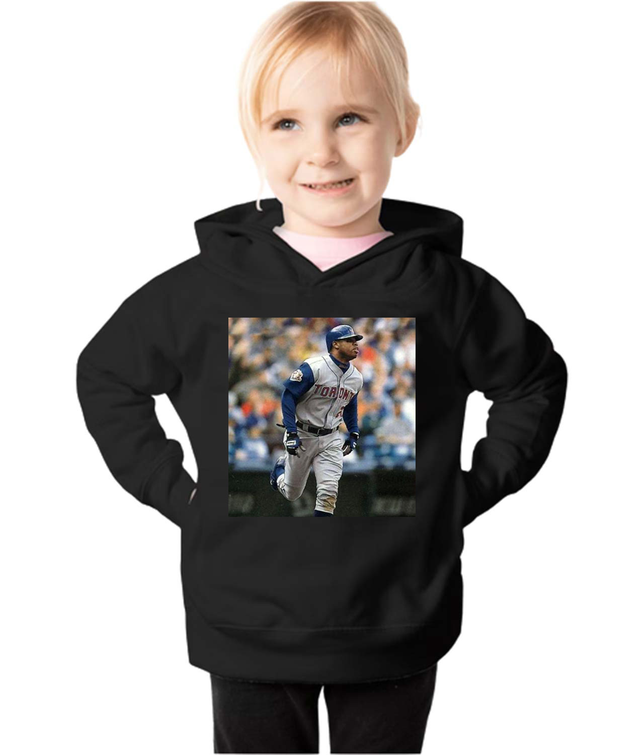 2001 Shannon Stewart Toronto Blue Jays Photo Baseball Logo Symbol Emblem Customized Design on Toddler Pullover Fleece Hoodie