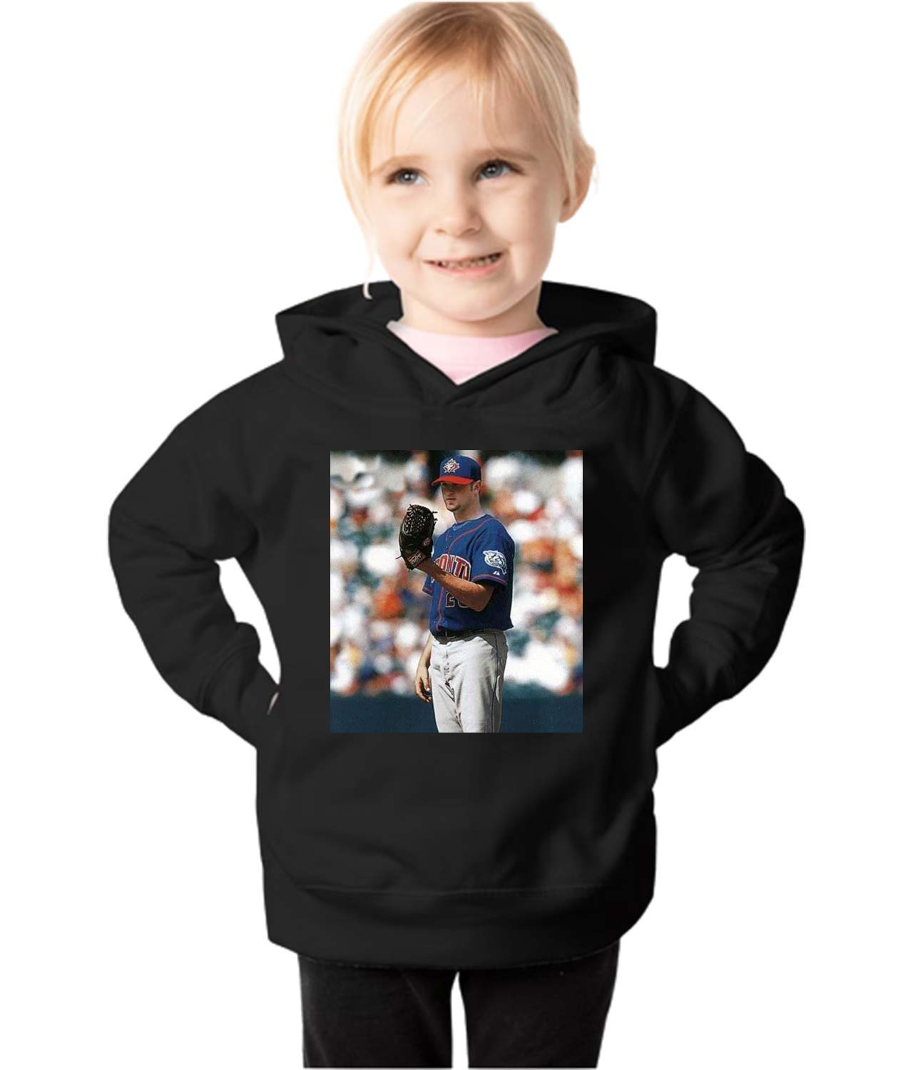 2001 Brandon Lyon Toronto Blue Jays Photo Baseball Logo Symbol Emblem Customized Design on Toddler Pullover Fleece Hoodie