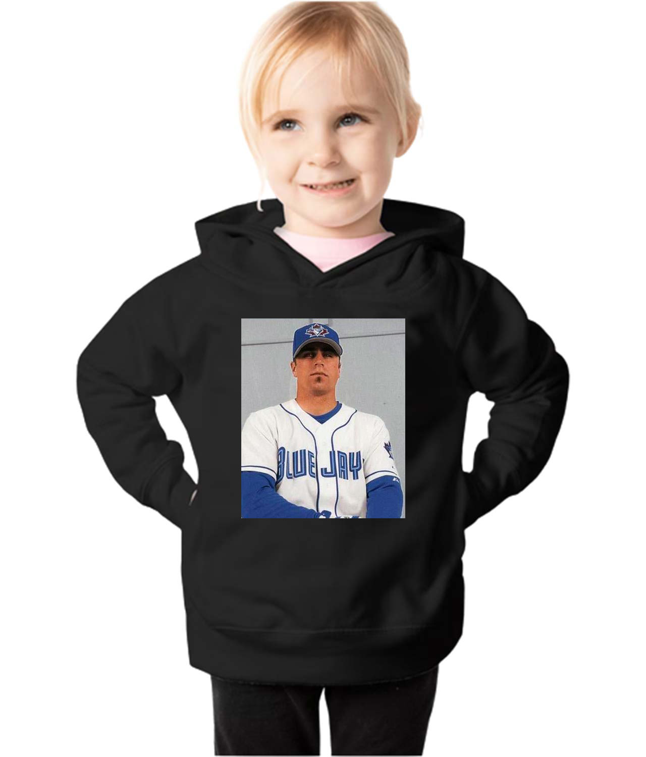 2002 Reed Johnson Toronto Blue Jays Photo Baseball Logo Symbol Emblem Customized Design on Toddler Pullover Fleece Hoodie