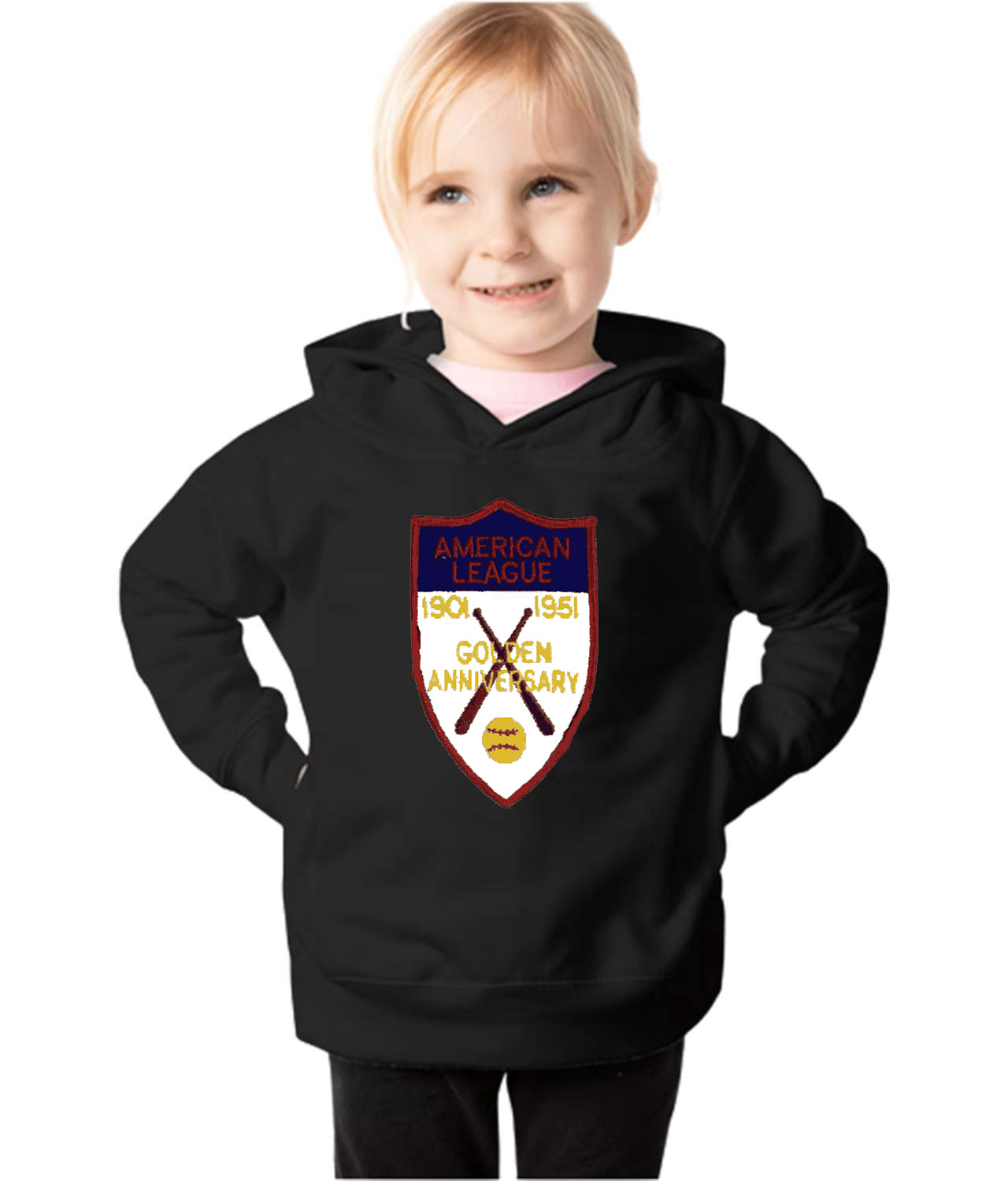 50th Anniversary Of The American Baseball League Logo Emblem Customized Design on Toddler Pullover Fleece Hoodie