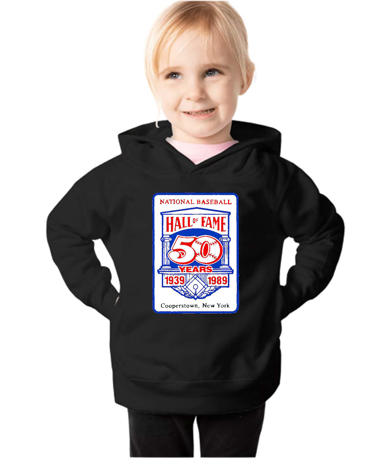 Major League Baseball 50th Anniversary Of The Baseball Hall Of Fame Logo Emblem Customized Design on Toddler Pullover Fleece Hoodie