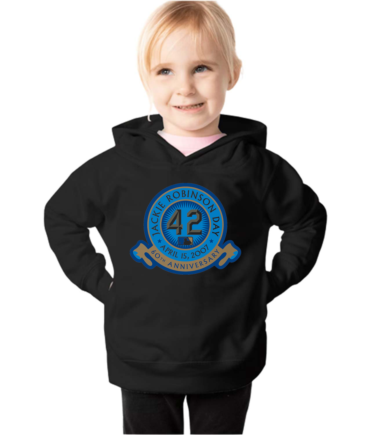 Major League Baseball Jackie Robinson Day 60th Anniversary 2007 Logo Emblem Customized Design on Toddler Pullover Fleece Hoodie