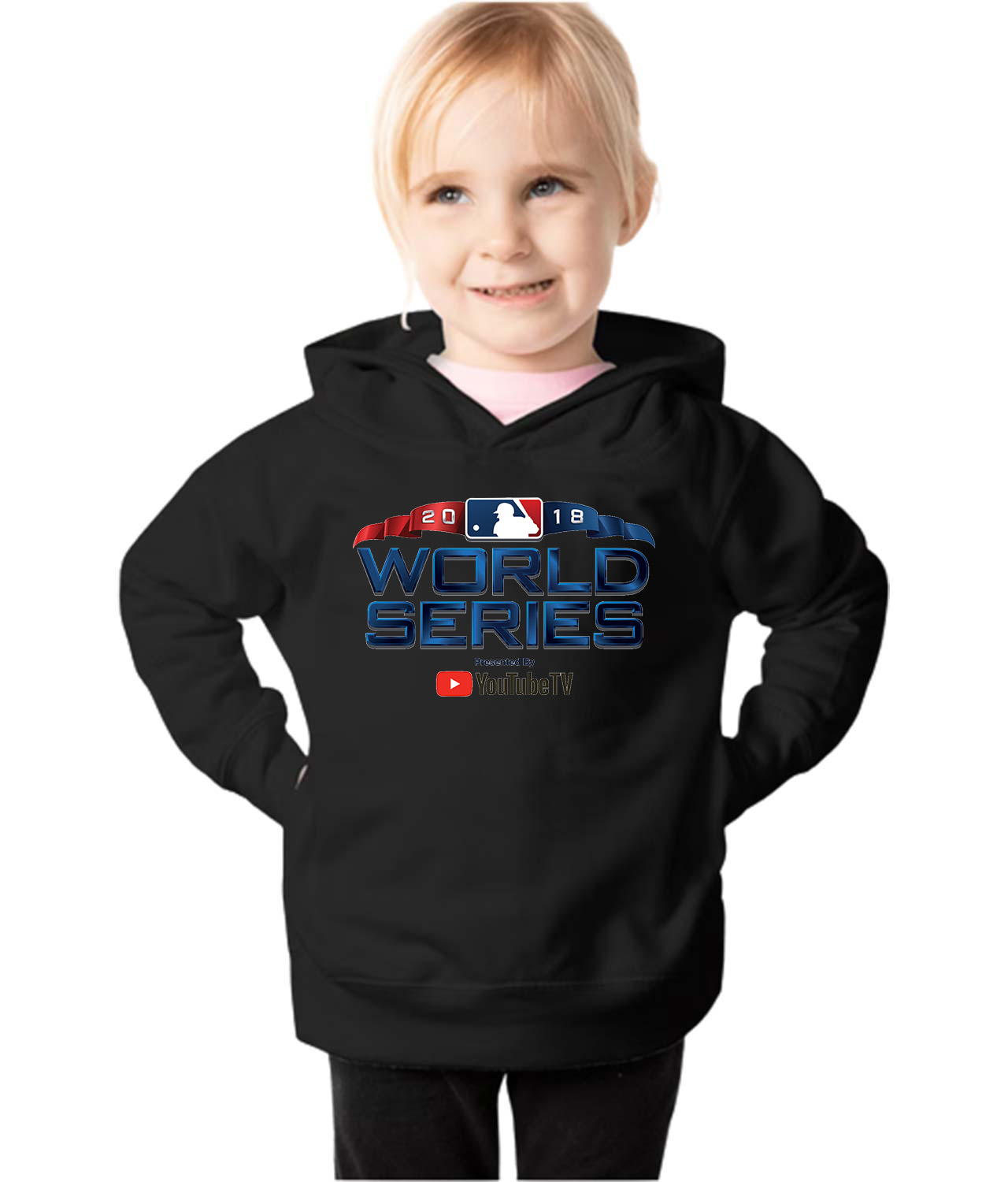 MLB Major League Baseball 2018 World Series Presented By YouTube TV Logo Emblem Customized Design on Toddler Pullover Fleece Hoodie