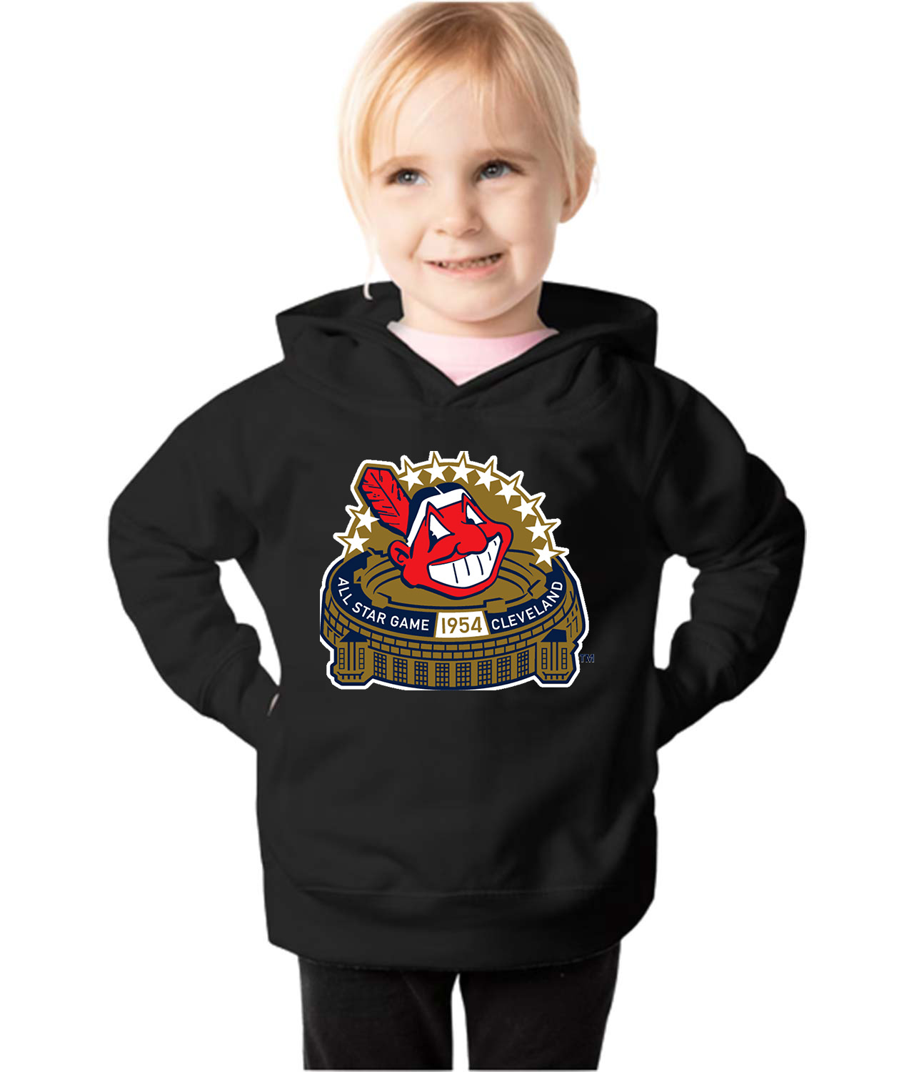 1954 MLB All-Star Game At Municipal Stadium Cleveland Ohio Baseball Logo Symbol Emblem Customized Design on Toddler Pullover Fleece Hoodie