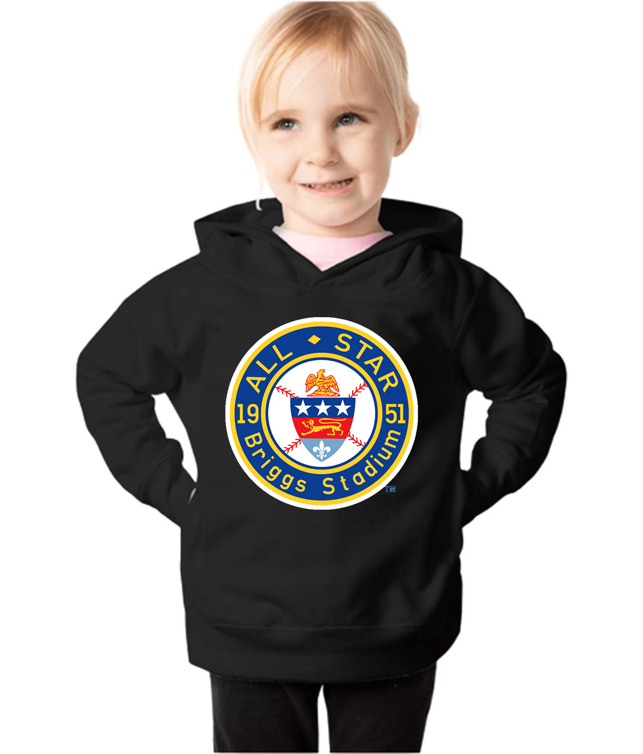 1951 MLB All-Star Game Briggs Stadium Detroit Michigan Baseball Logo Symbol Emblem Customized Design on Toddler Pullover Fleece Hoodie
