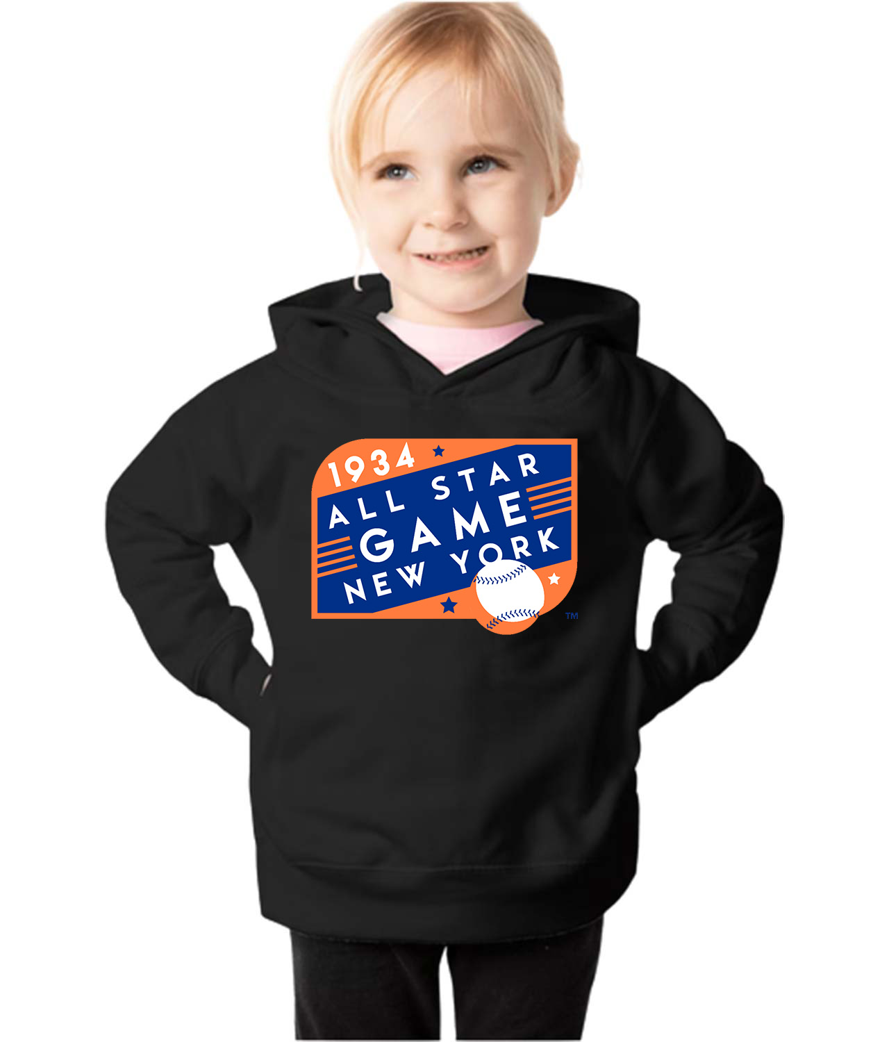 1934 MLB All-Star Game Polo Grounds New York Baseball Logo Symbol Emblem Customized Design on Toddler Pullover Fleece Hoodie