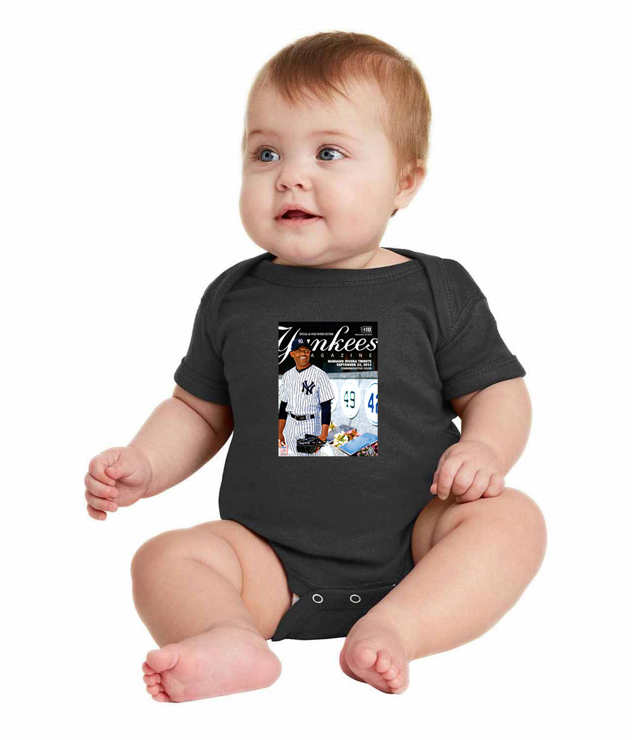 New York Yankees Program 2013 Baseball Logo Symbol Emblem Customized Design on Infant Baby Rib Bodysuit