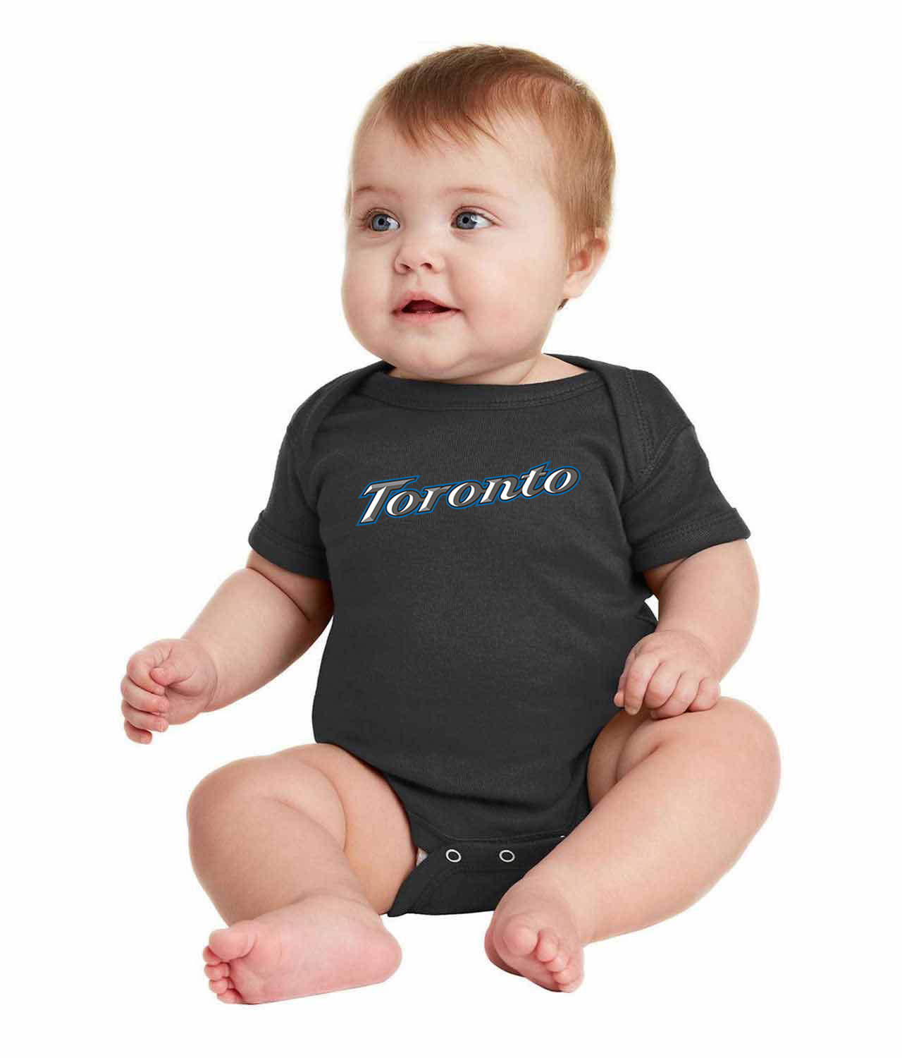Toronto Blue Jays Alternate Silver 2004 Baseball Logo Symbol Emblem Customized Design on Infant Baby Rib Bodysuit